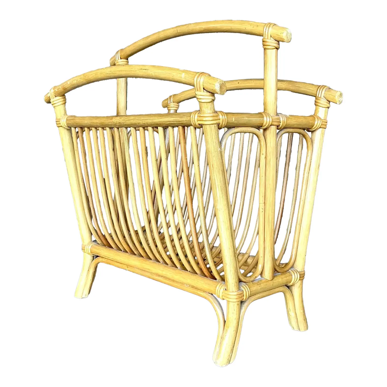 Vintage Coastal Rattan Newspaper Rack