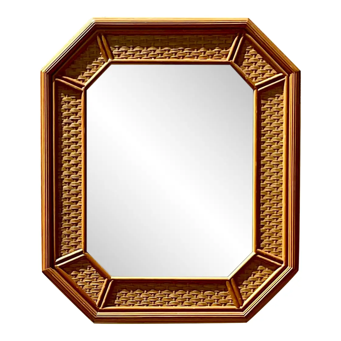 Vintage Coastal Rattan Octagon Mirror