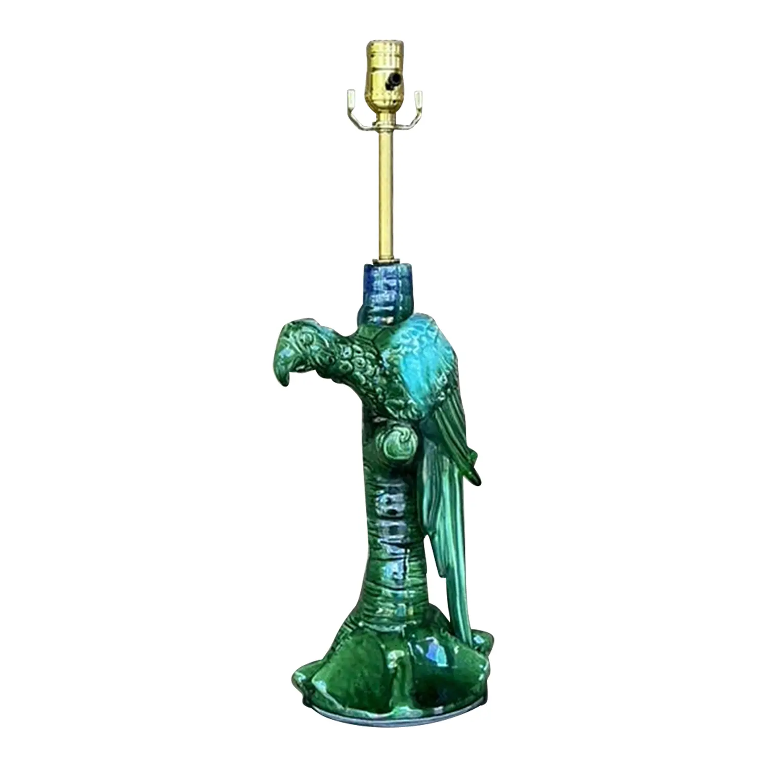 Vintage Coastal Royal Haeger Glazed Ceramic Parrot Table Lamp
