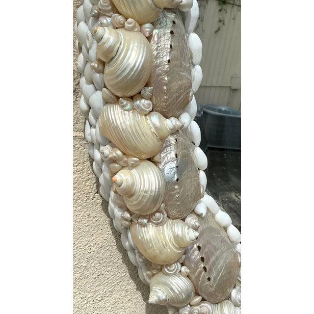 Vintage Coastal Shell Encrusted Oval Mirror - Top view