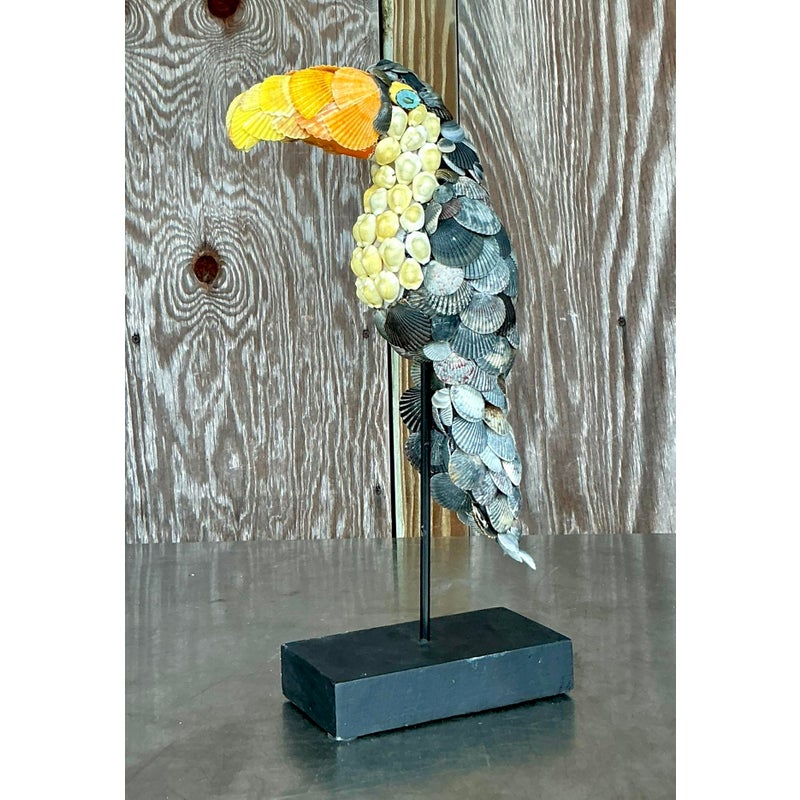 Vintage Coastal Shell Encrusted Toucan - Back view