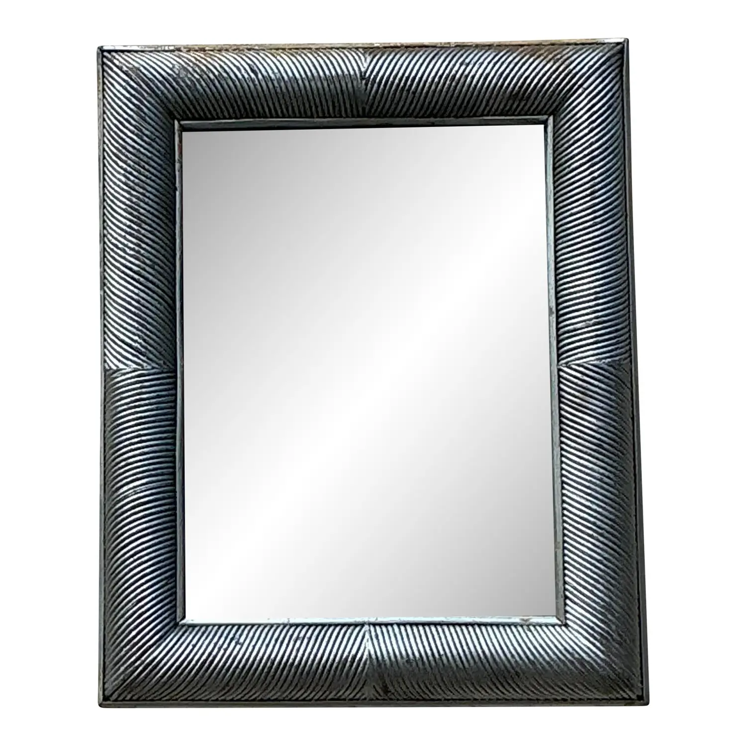 Vintage Coastal Silver Pencil Reed Distressed Mirror
