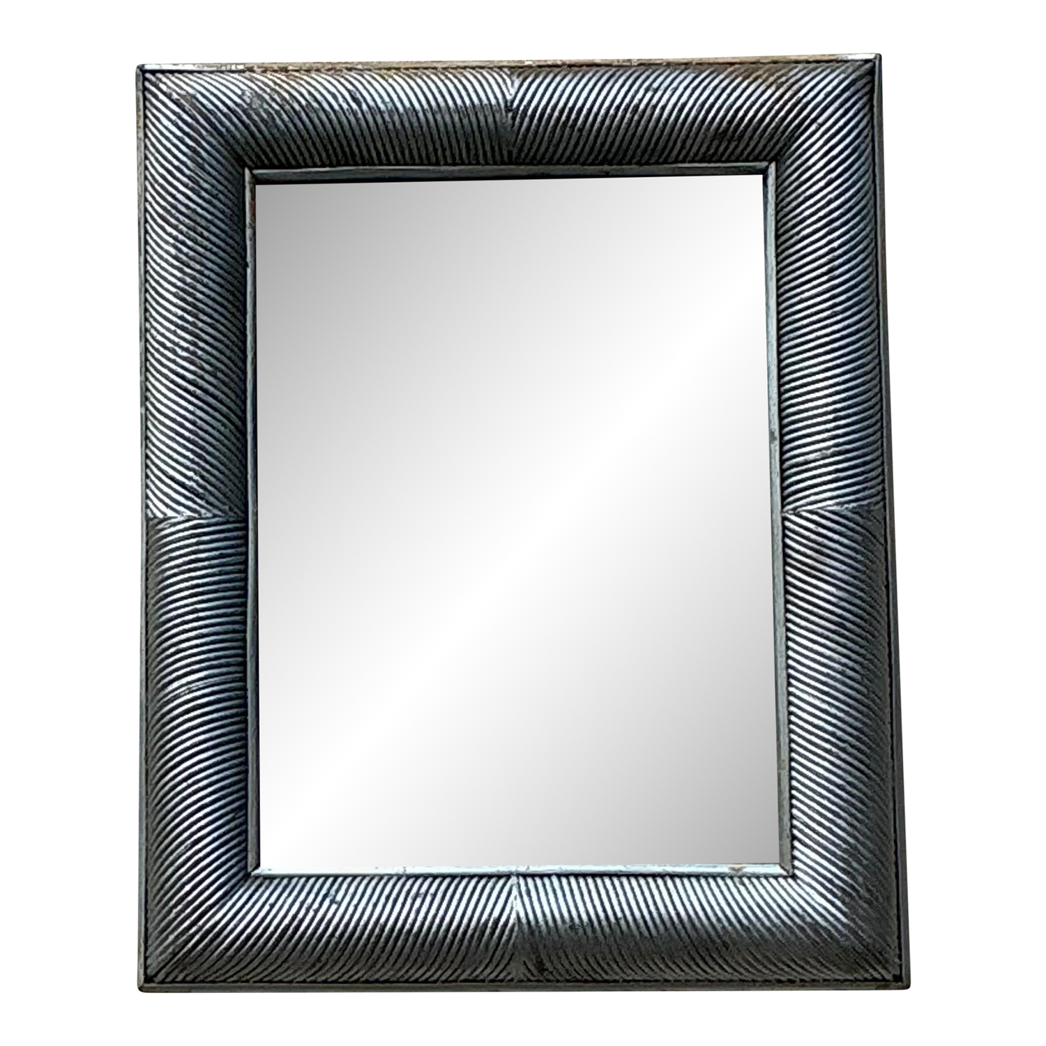 Vintage Coastal Silver Pencil Reed Distressed Mirror - Detail view
