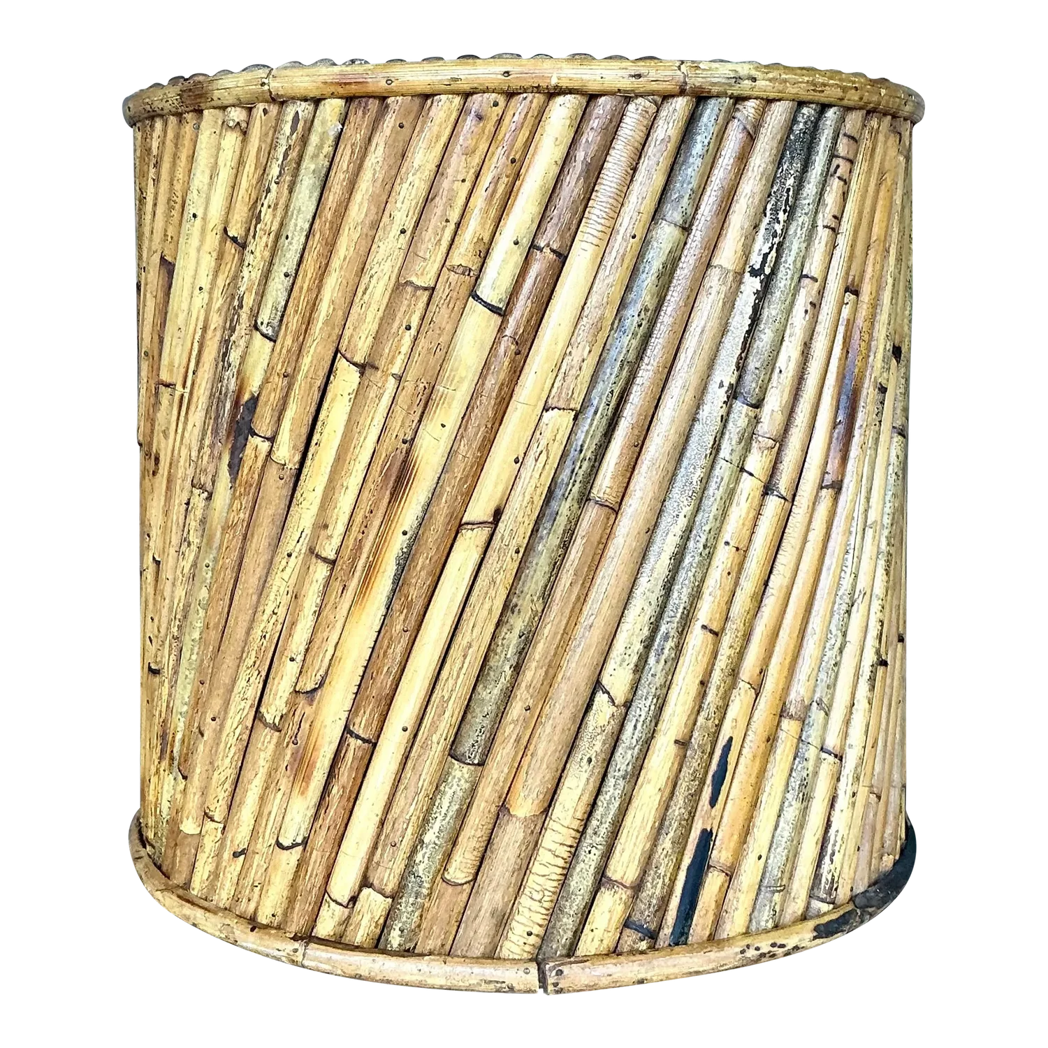 Vintage Coastal Split Reed Side Table - Detail view