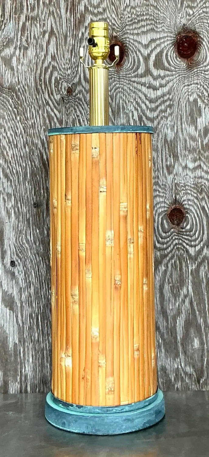 Vintage Coastal Split Reed Table Lamp - Back view