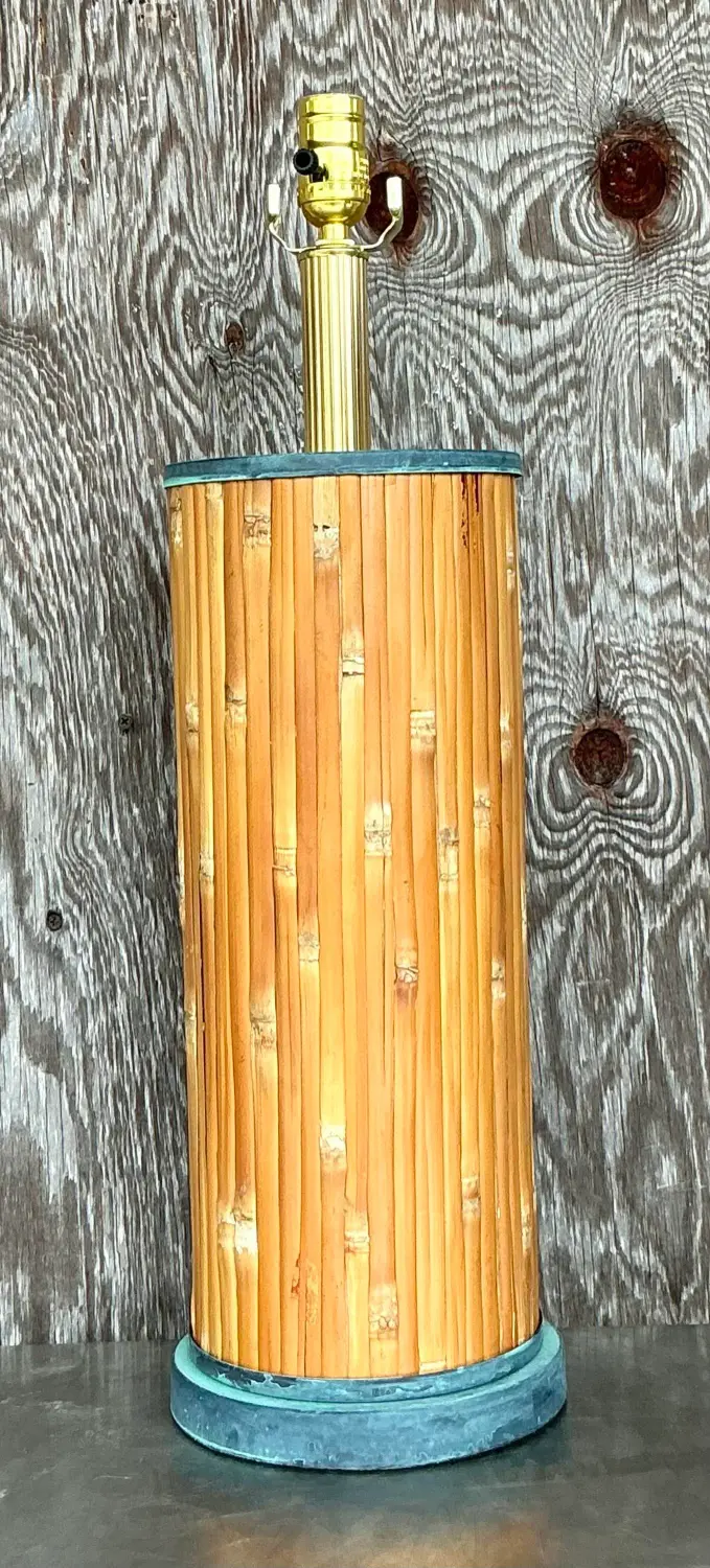 Vintage Coastal Split Reed Table Lamp - Side view