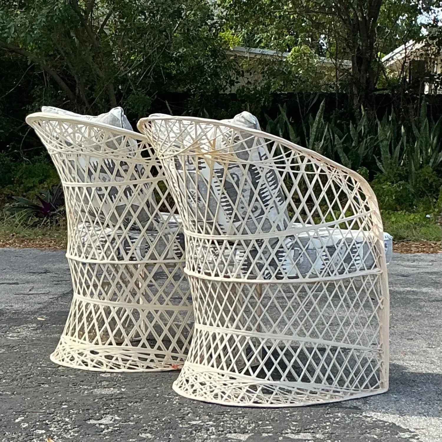 Vintage Coastal Spun Fiberglass Lounge Chairs - a Pair - Back view