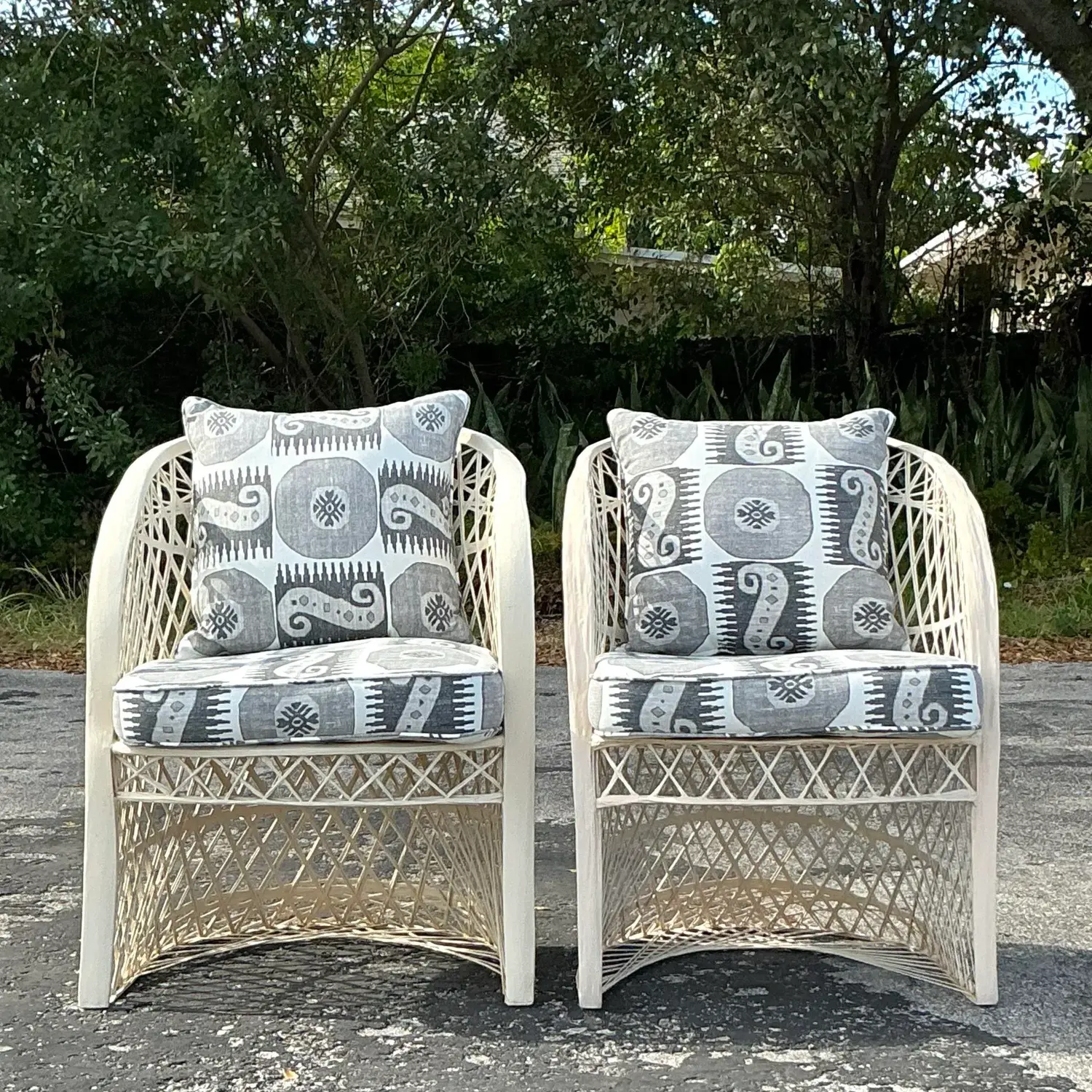 Vintage Coastal Spun Fiberglass Lounge Chairs - a Pair - Top view