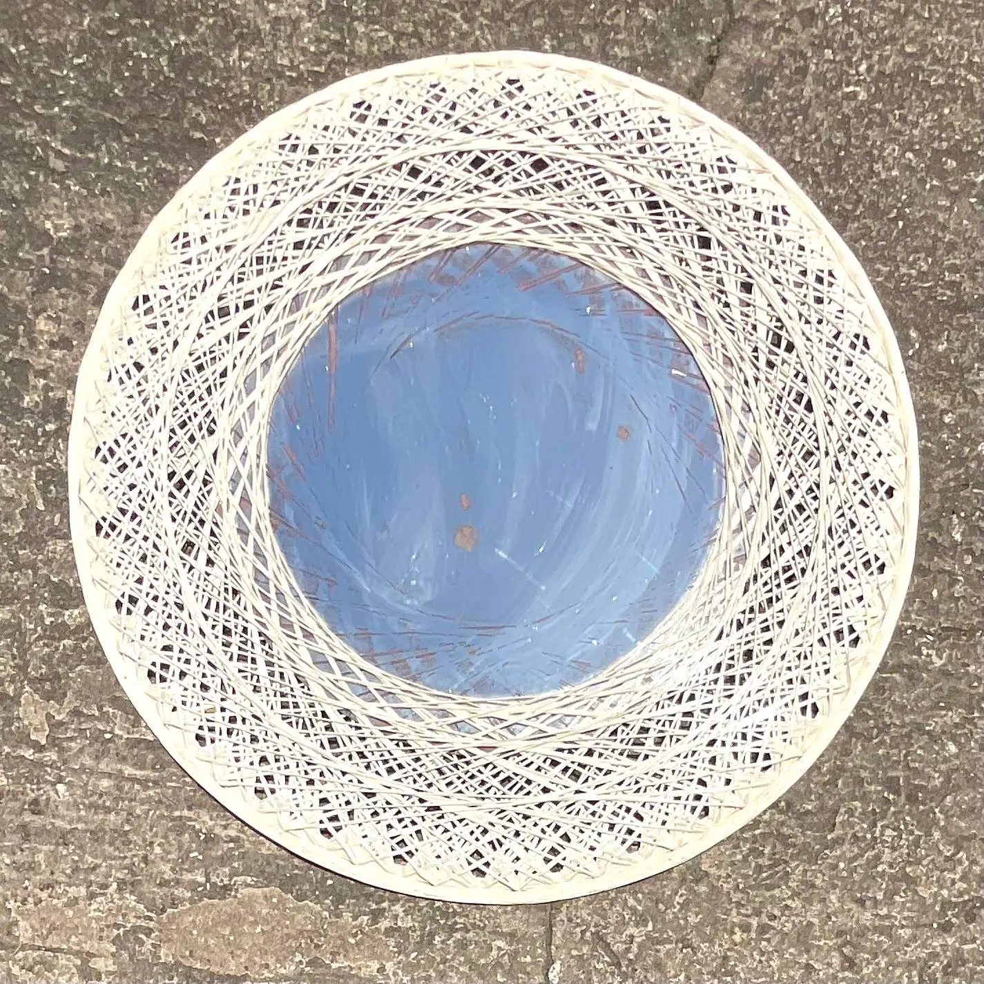 Vintage Coastal Spun Fiberglass Mirror After Russell Woodard - Top view