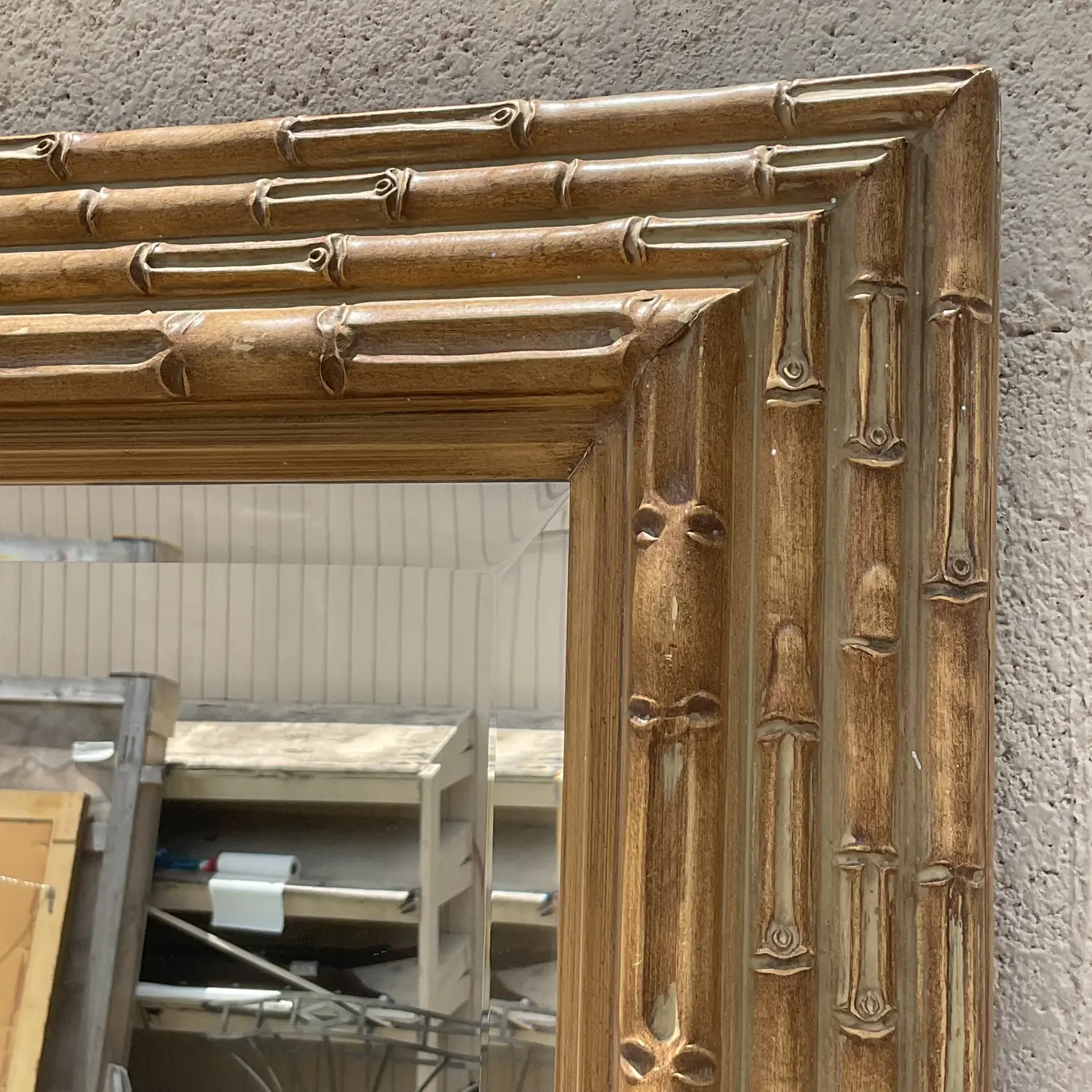 Vintage Coastal Stacked Bamboo Horizontal Mirror - Top view