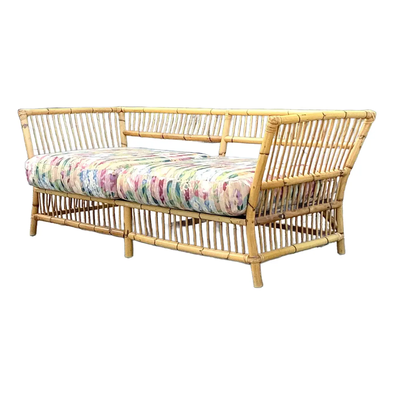 Vintage Coastal Stick Bamboo Loveseat