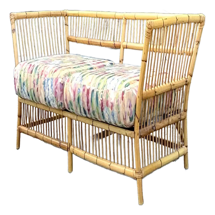 Vintage Coastal Stick Bamboo Loveseat - Detail view