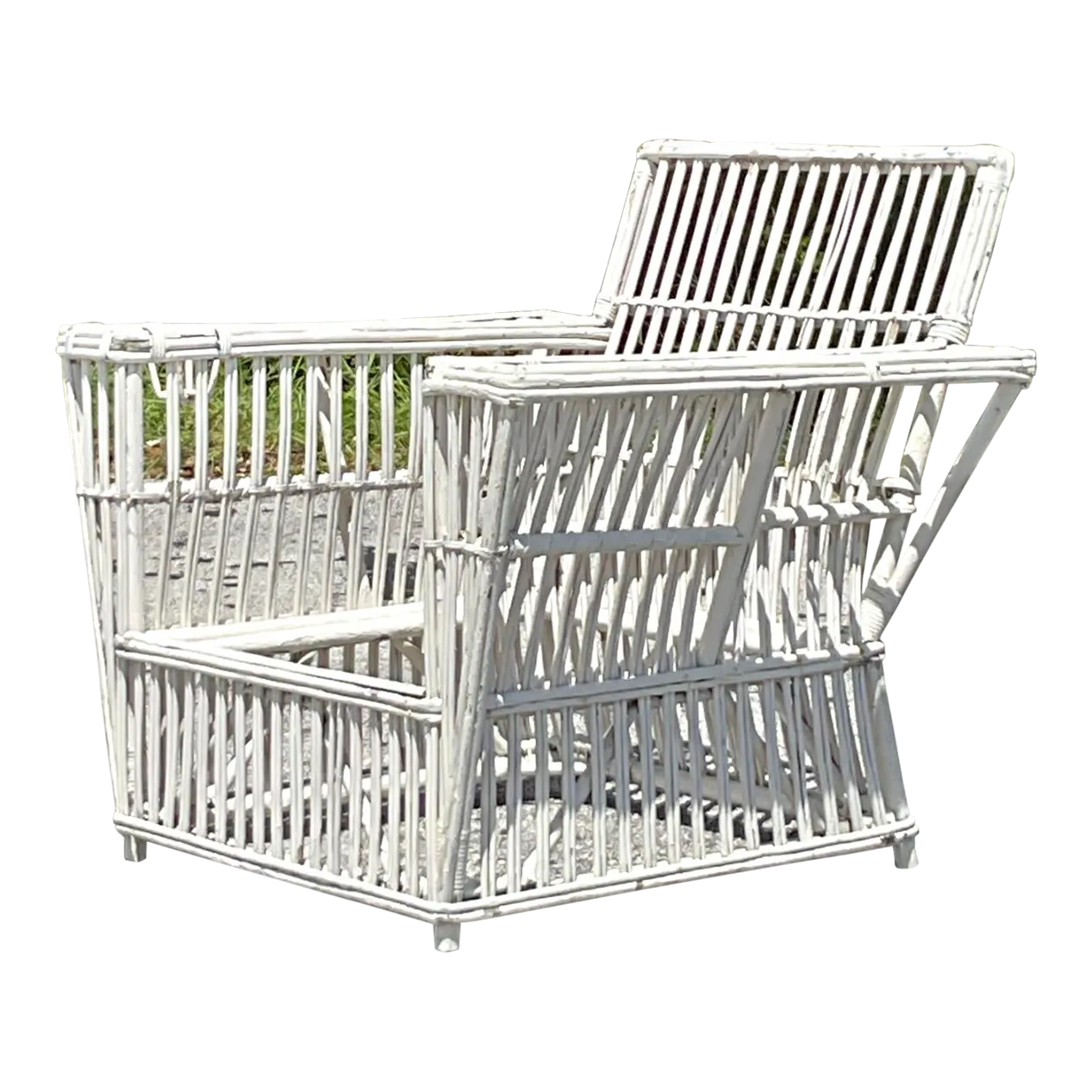 Vintage Coastal Stick Rattan Lounge Chair After Bielecky Brothers - Detail view