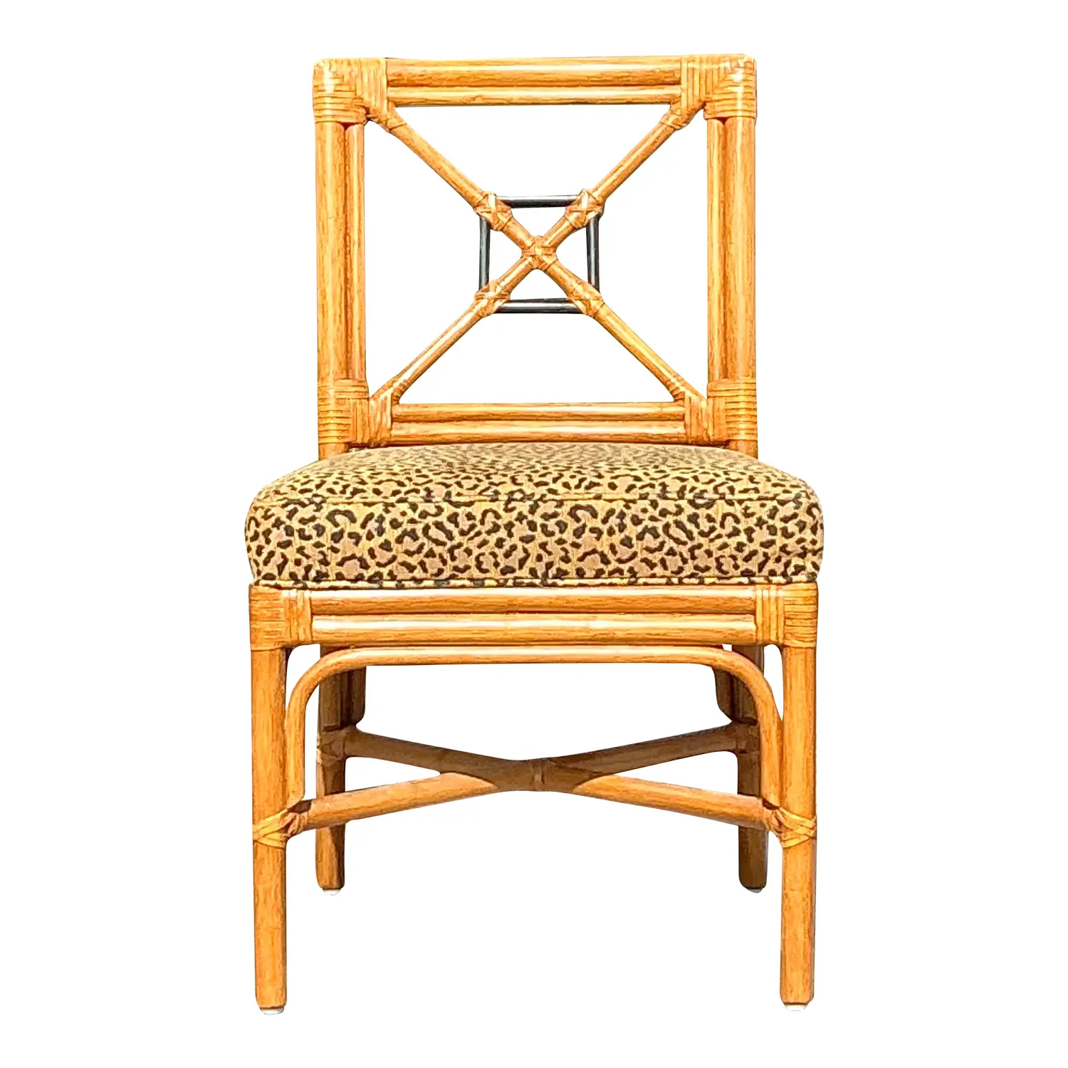 Vintage Coastal Target Back Rattan Chair