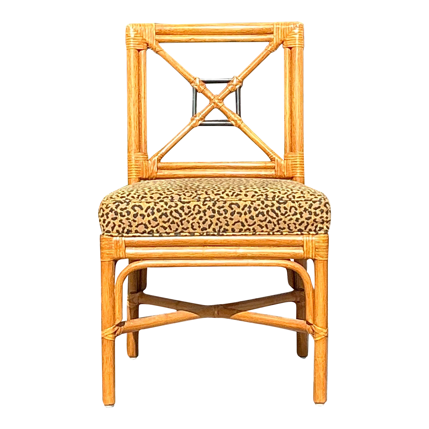 Vintage Coastal Target Back Rattan Chair - Detail view