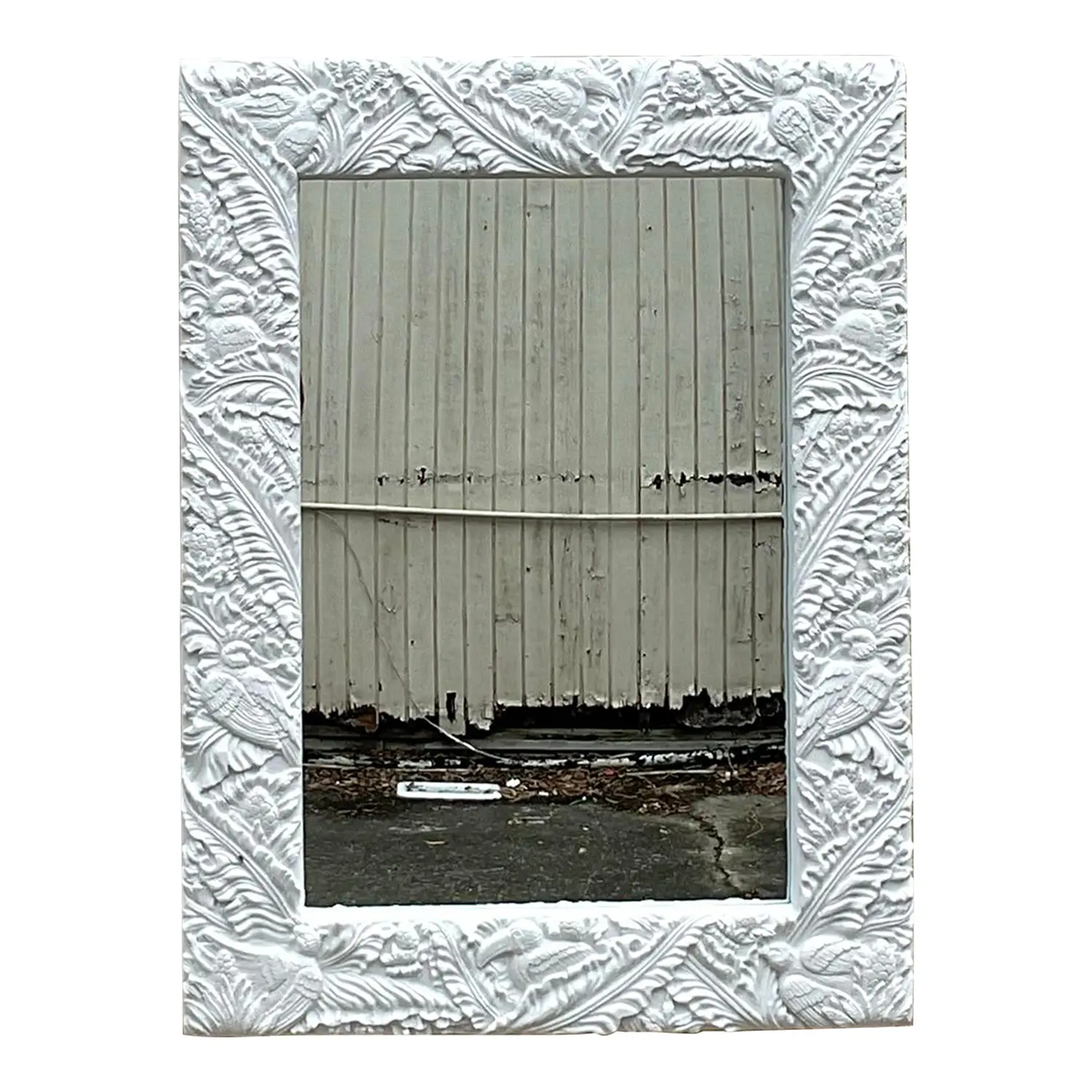 Vintage Coastal Tropical Plaster Frieze Mirror