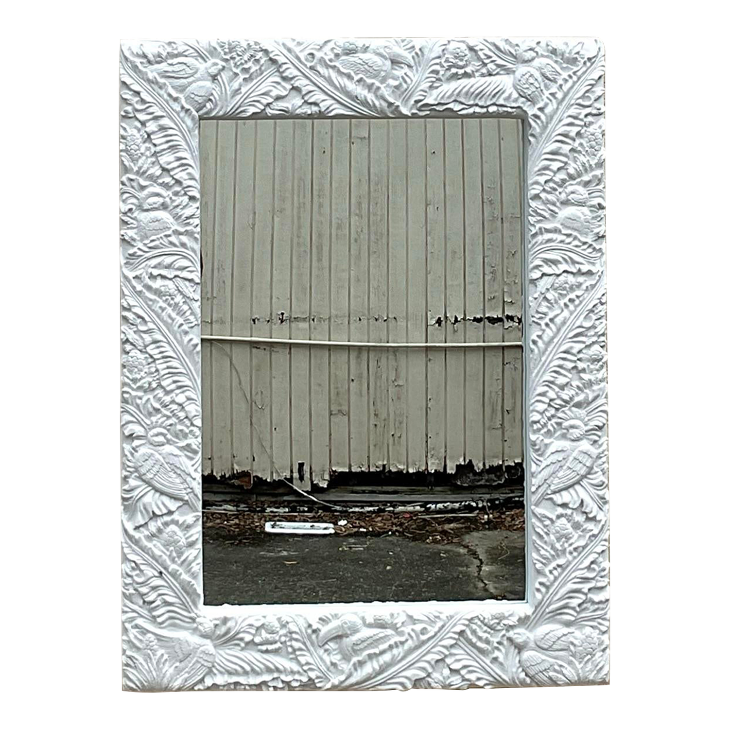 Vintage Coastal Tropical Plaster Frieze Mirror - Detail view