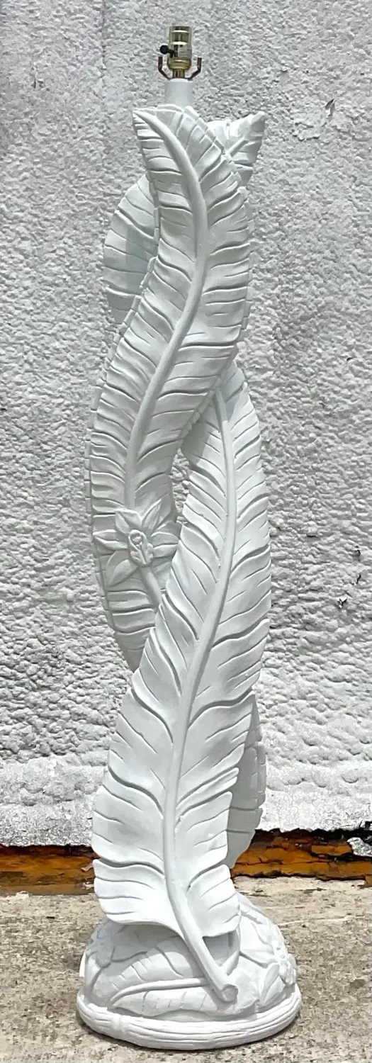 Vintage Coastal Twisted Banana Leaf Floor Lamp - Side view