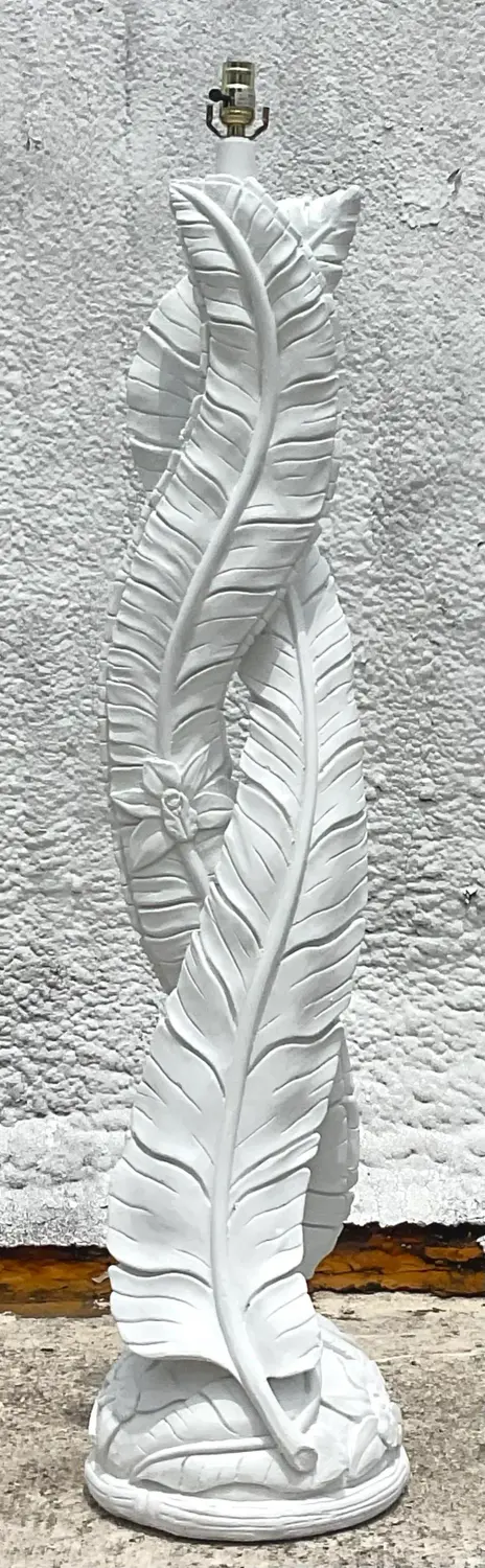 Vintage Coastal Twisted Banana Leaf Floor Lamp - Top view