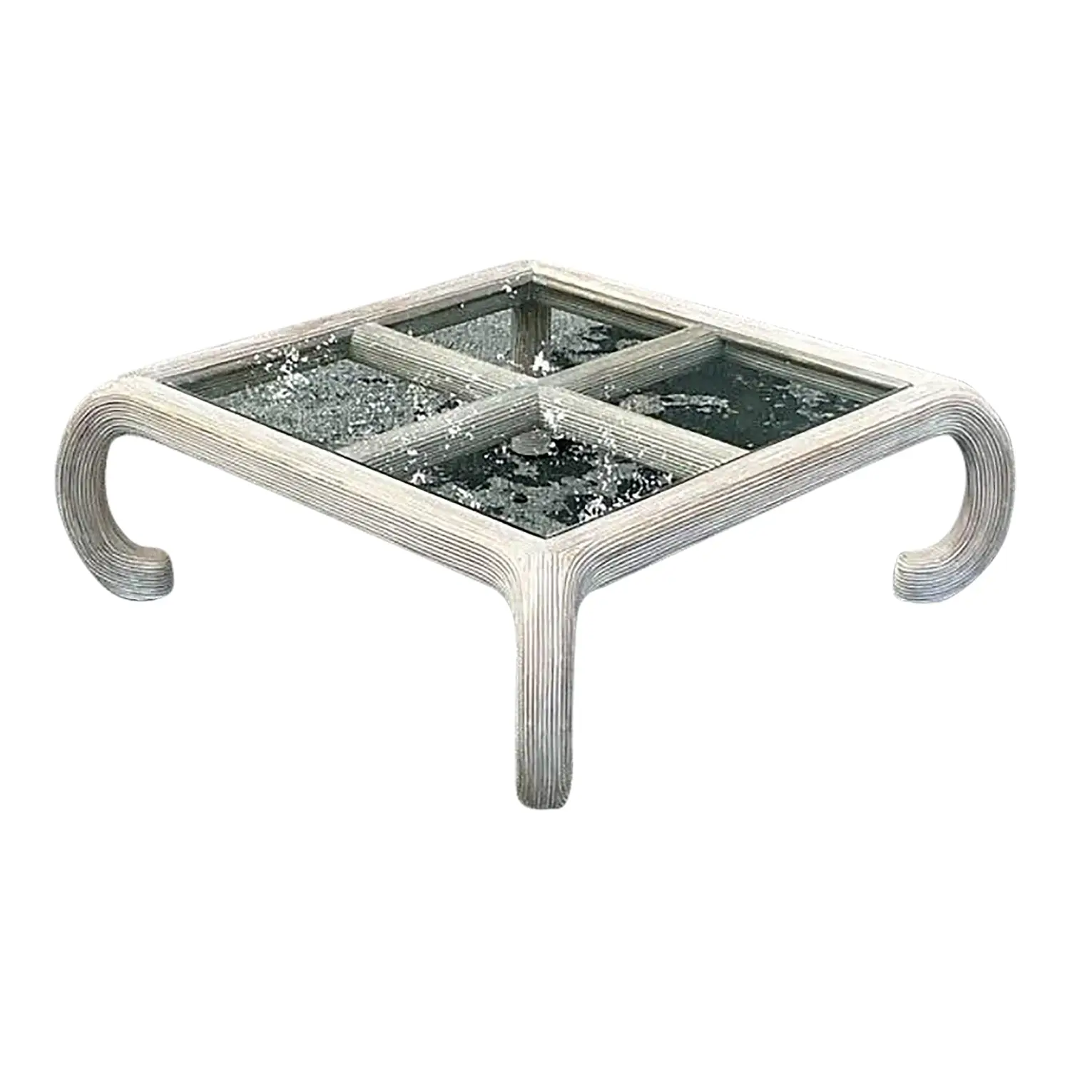 Vintage Coastal Washed Pencil Reed Coffee Table