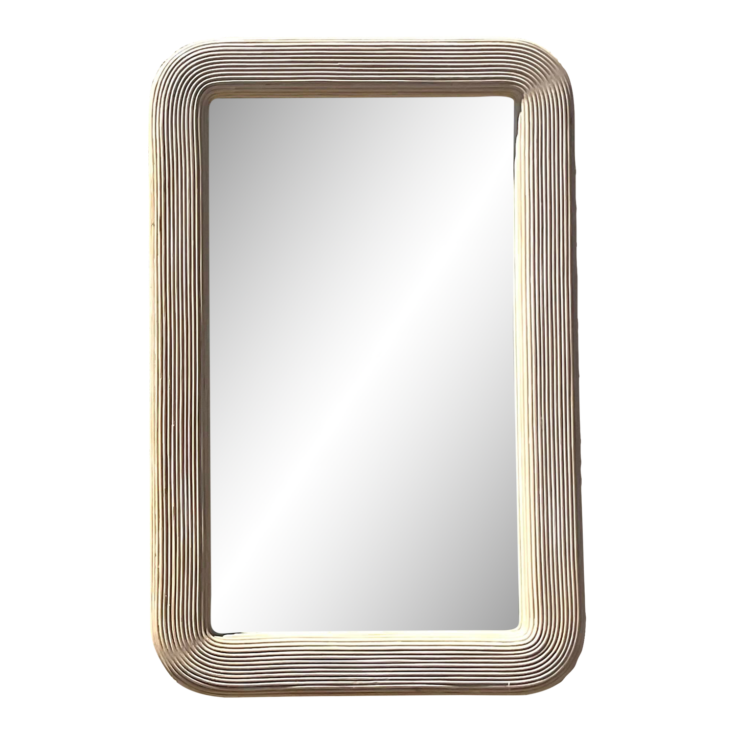 Vintage Coastal Washed Pencil Reed Mirror - Detail view
