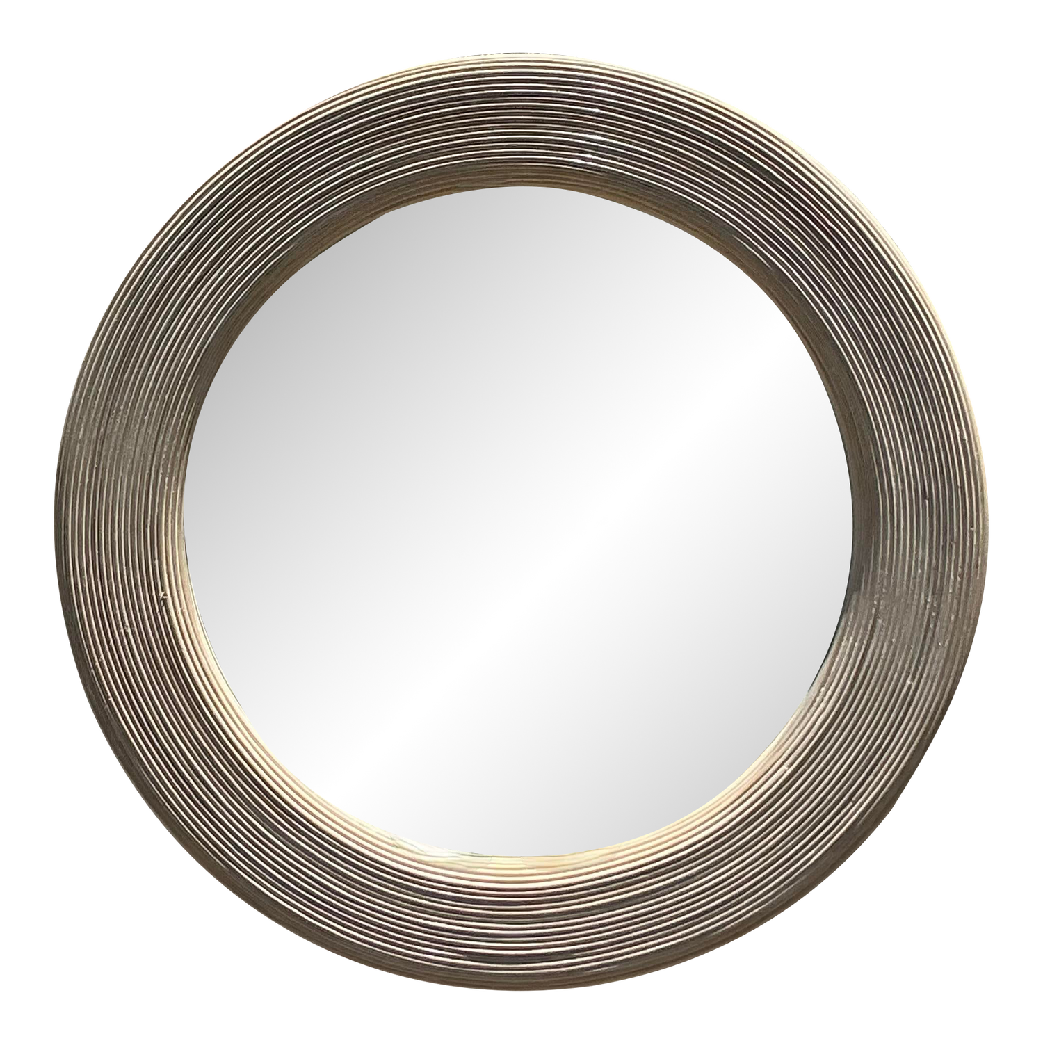 Vintage Coastal Washed Pencil Reed Round Mirror - Detail view