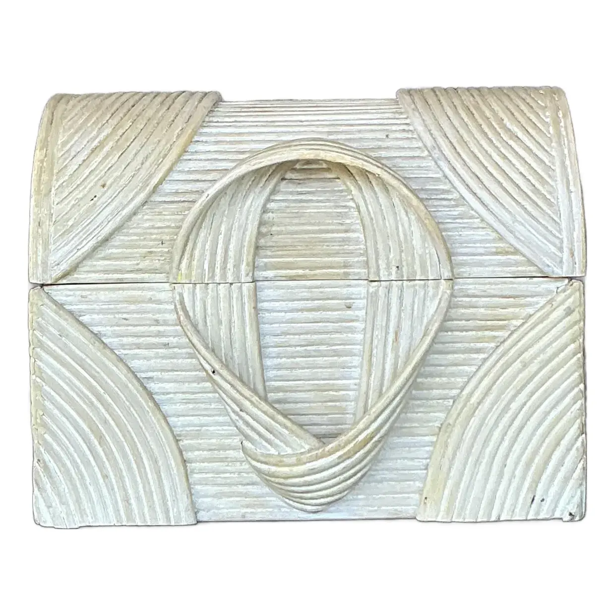 Vintage Coastal Washed Pencil Reed Treasure Chest Box