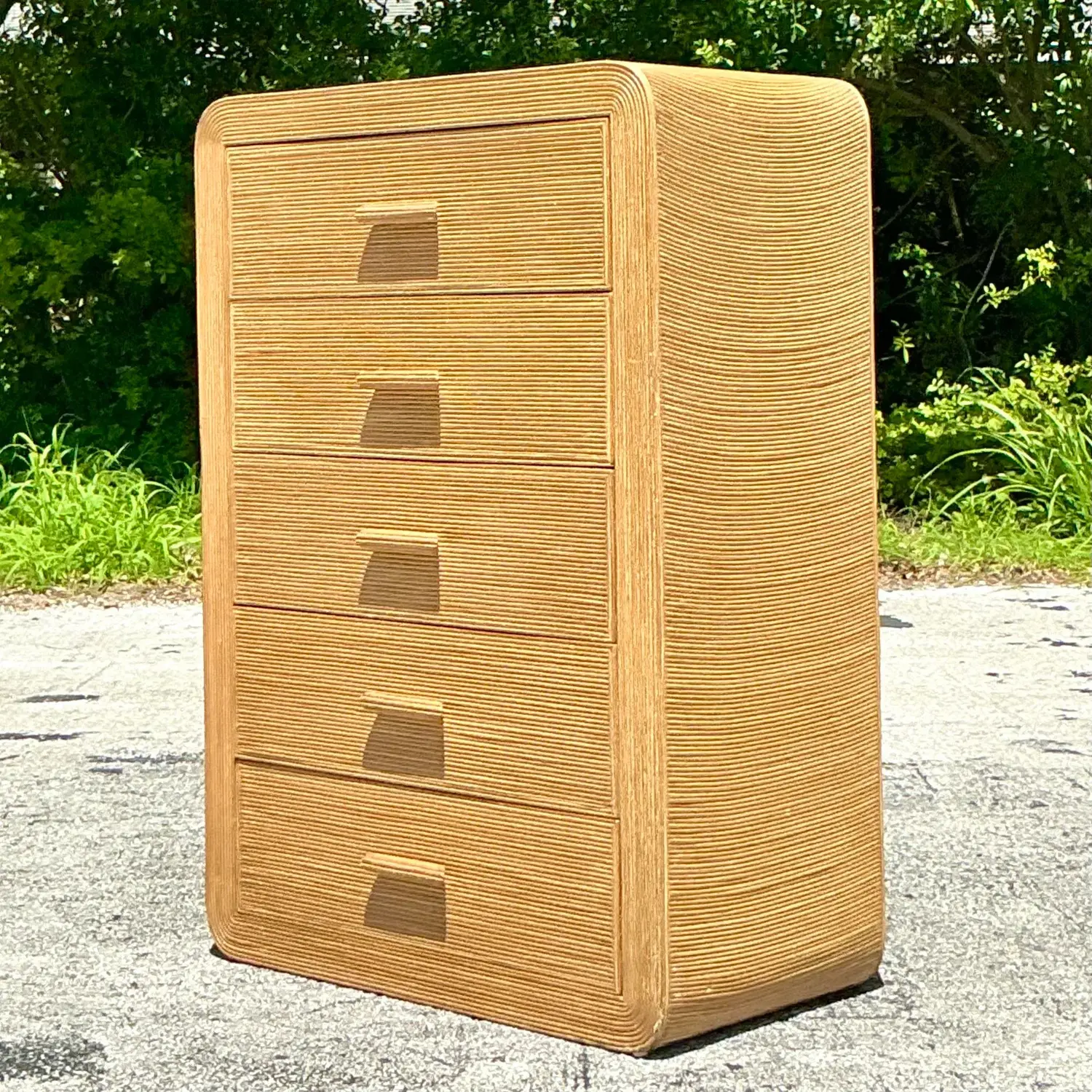 Vintage Coastal Waterfall a Pencil Reed Chest of Drawers - Side view