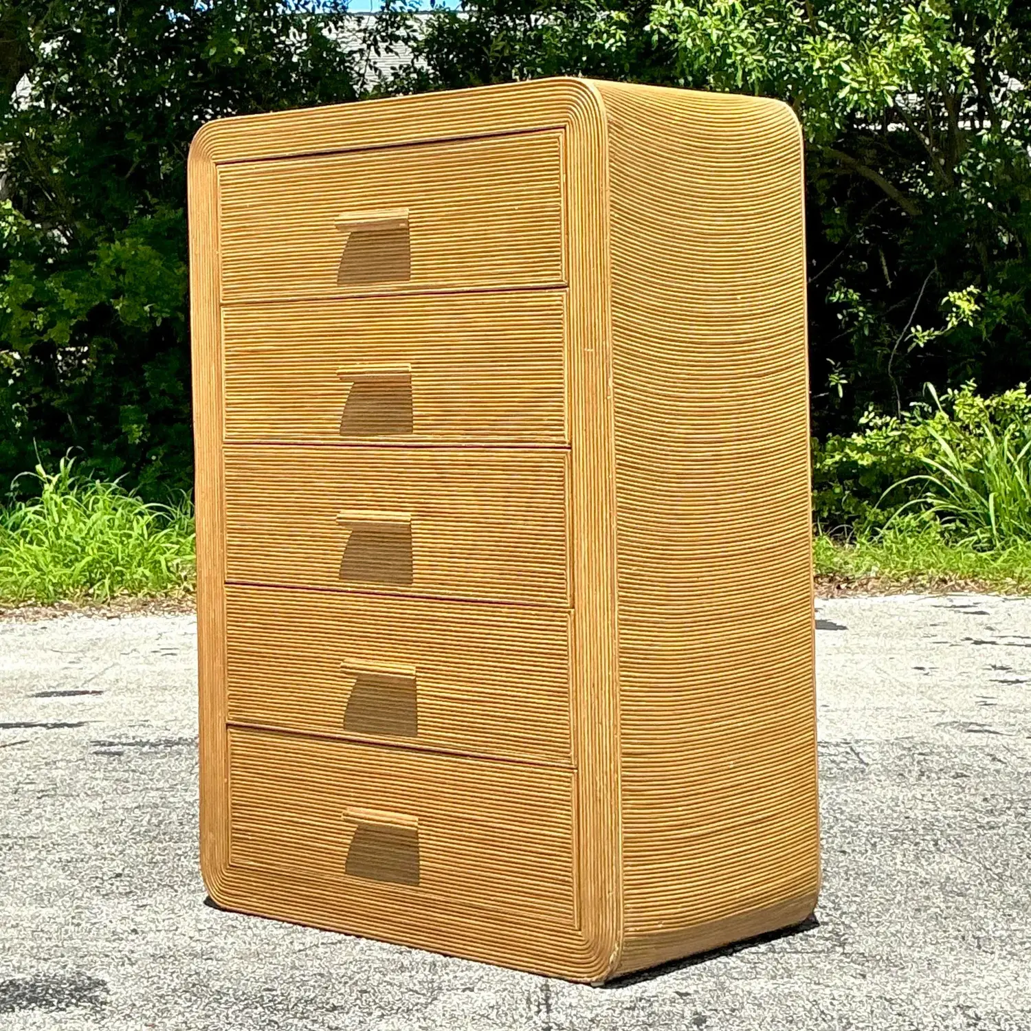 Vintage Coastal Waterfall a Pencil Reed Chest of Drawers - Back view