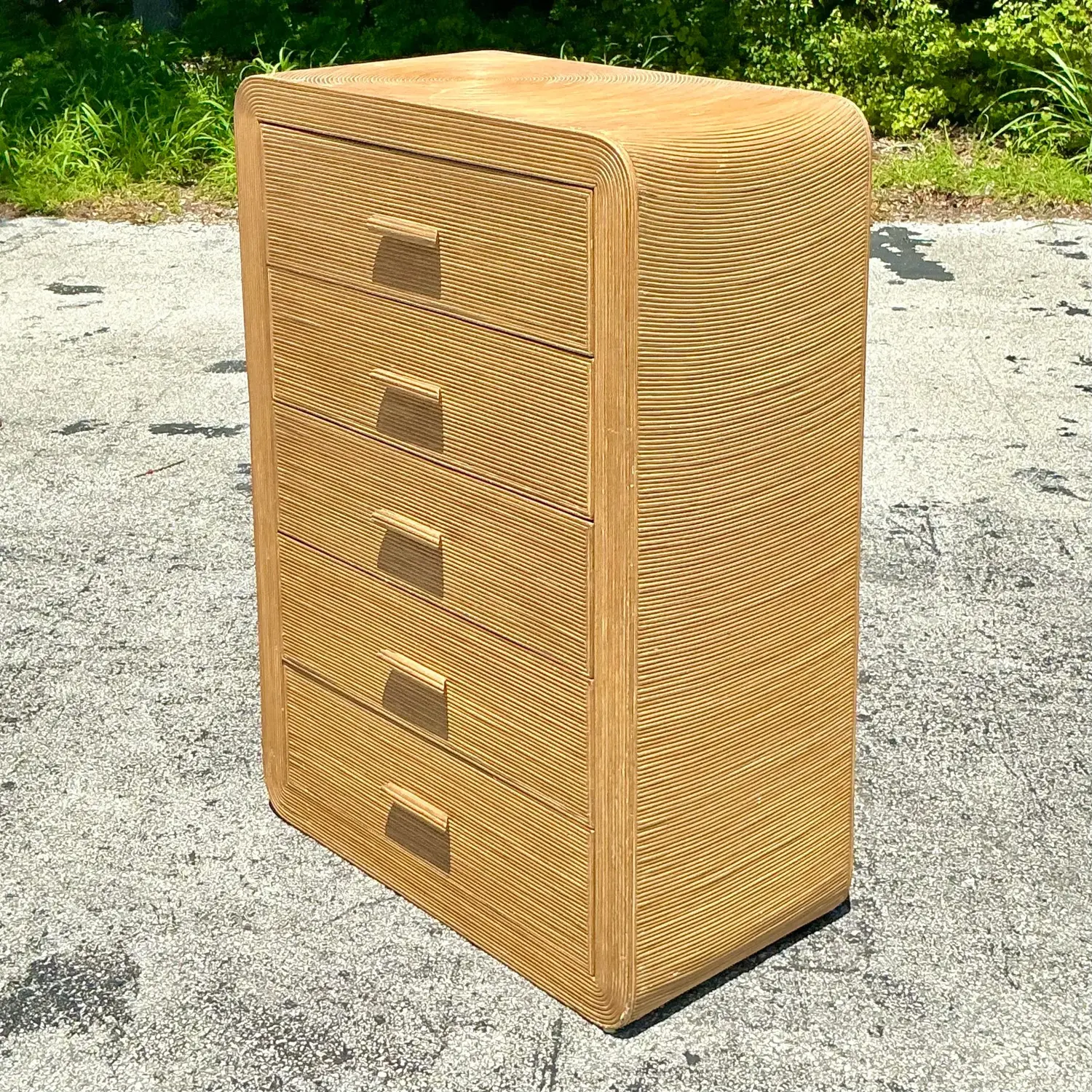 Vintage Coastal Waterfall a Pencil Reed Chest of Drawers - Top view