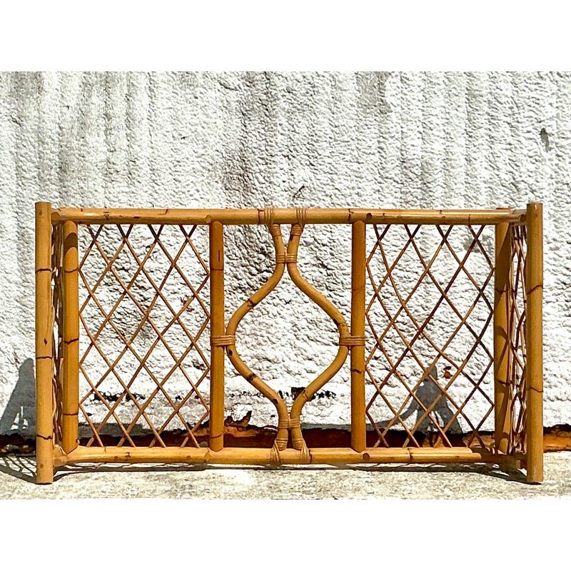 Vintage Coastal Woven Rattan Dining Table Pedestal - Side view