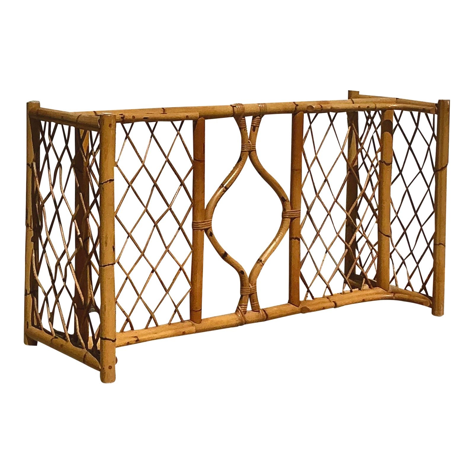 Vintage Coastal Woven Rattan Dining Table Pedestal