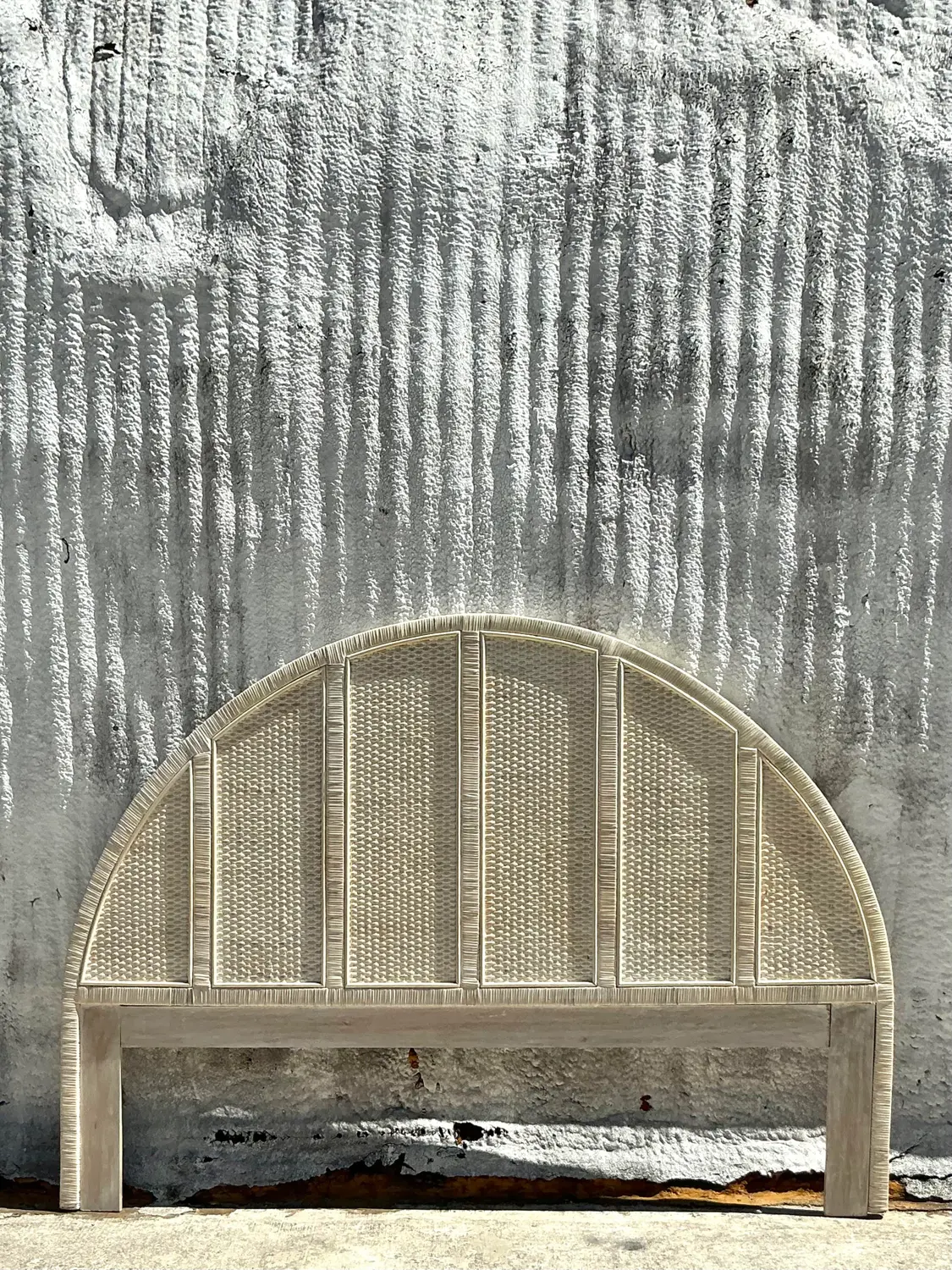 Vintage Coastal Wrapped Rattan Arched King Headboard - Side view
