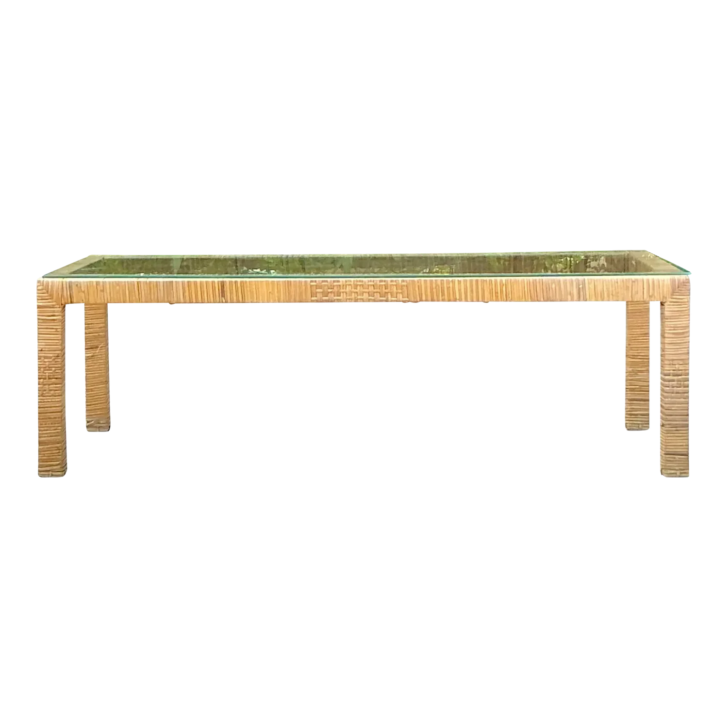 Vintage Coastal Wrapped Rattan Coffee Table - Detail view