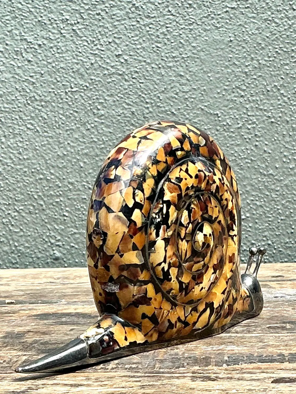 Vintage Coconut Shell Snail - Side view
