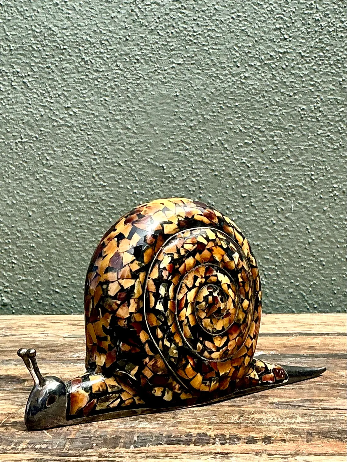 Vintage Coconut Shell Snail - Top view
