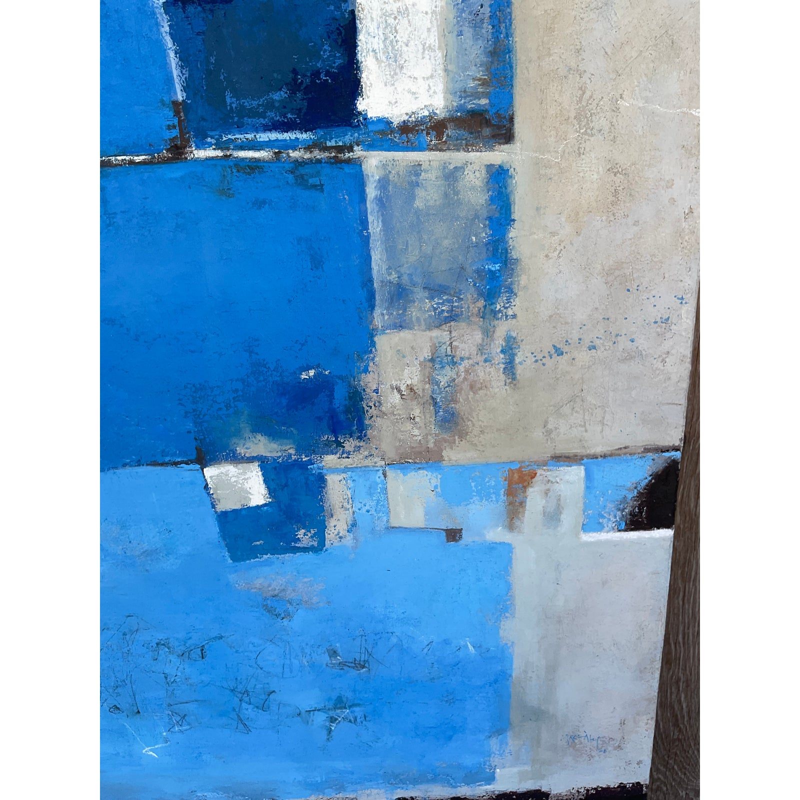 Vintage Contemporary Abstract Original Oil Painting Signed Alvarez 08 - Detail view
