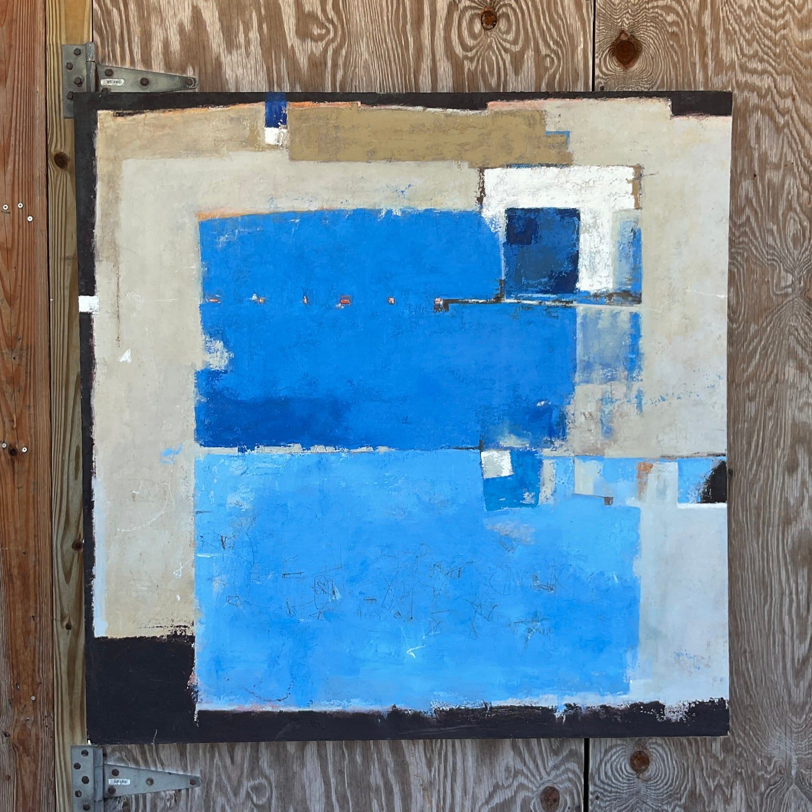 Vintage Contemporary Abstract Original Oil Painting Signed Alvarez 08 - Side view