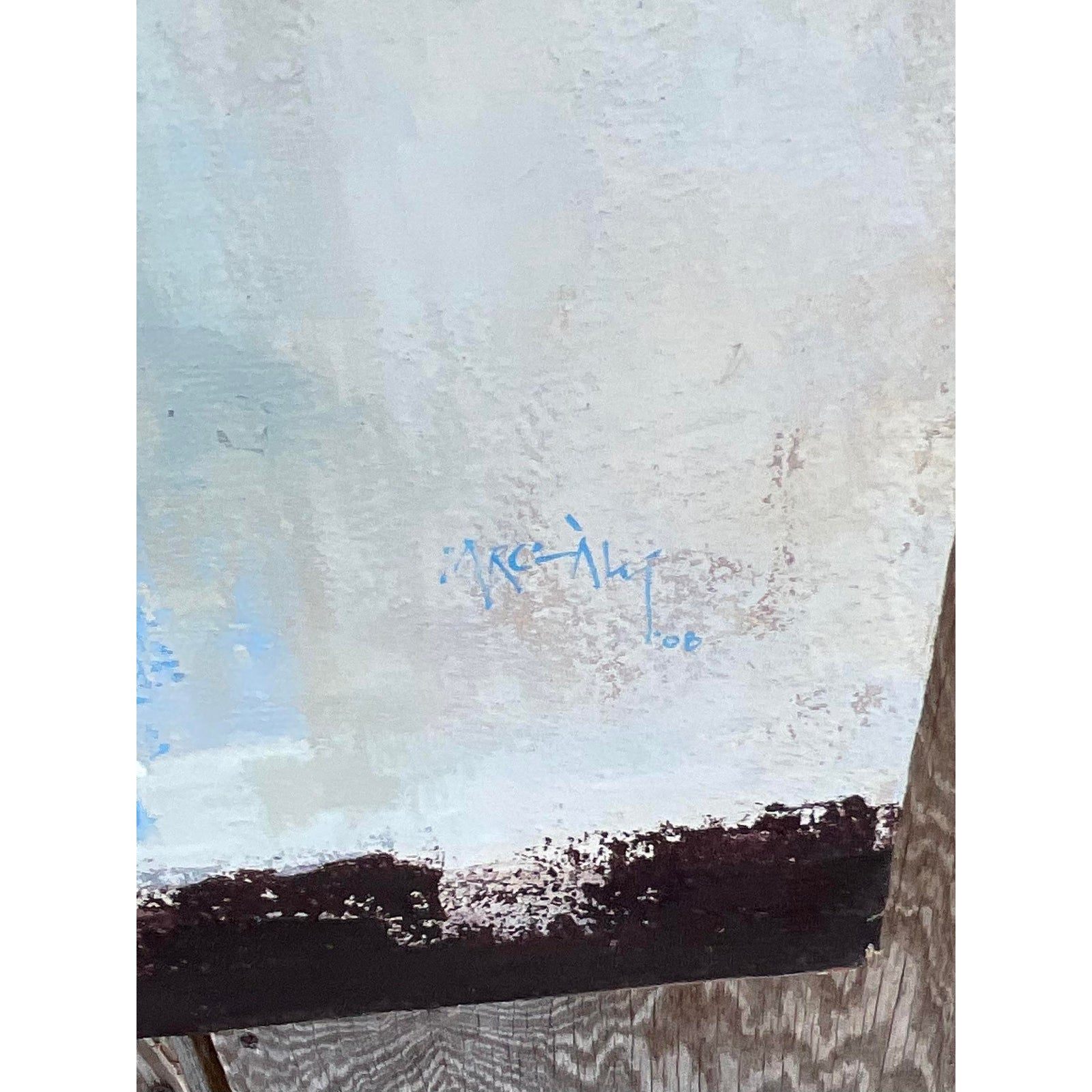 Vintage Contemporary Abstract Original Oil Painting Signed Alvarez 08 - Back view