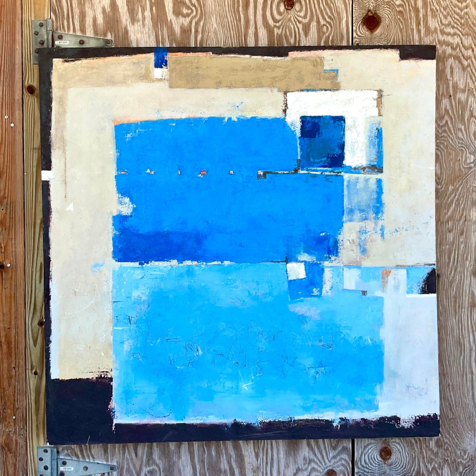 Vintage Contemporary Abstract Original Oil Painting Signed Alvarez 08 - Top view