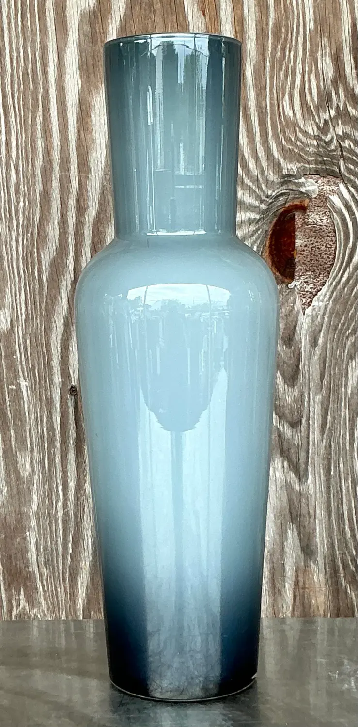 Vintage Contemporary Art Glass Ombre Tall Vase - Top view