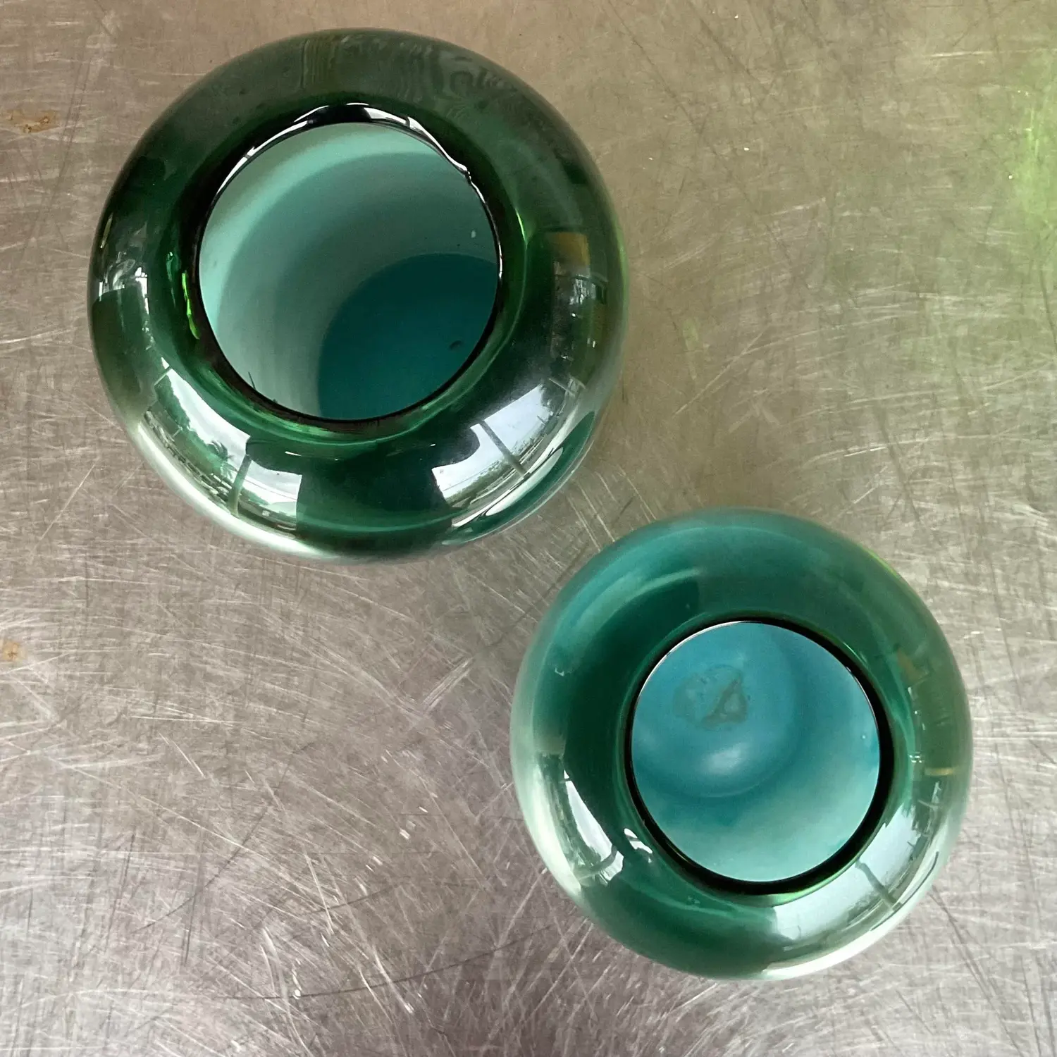 Vintage Contemporary Art Glass Ombre Vases - Set of 2 - Side view