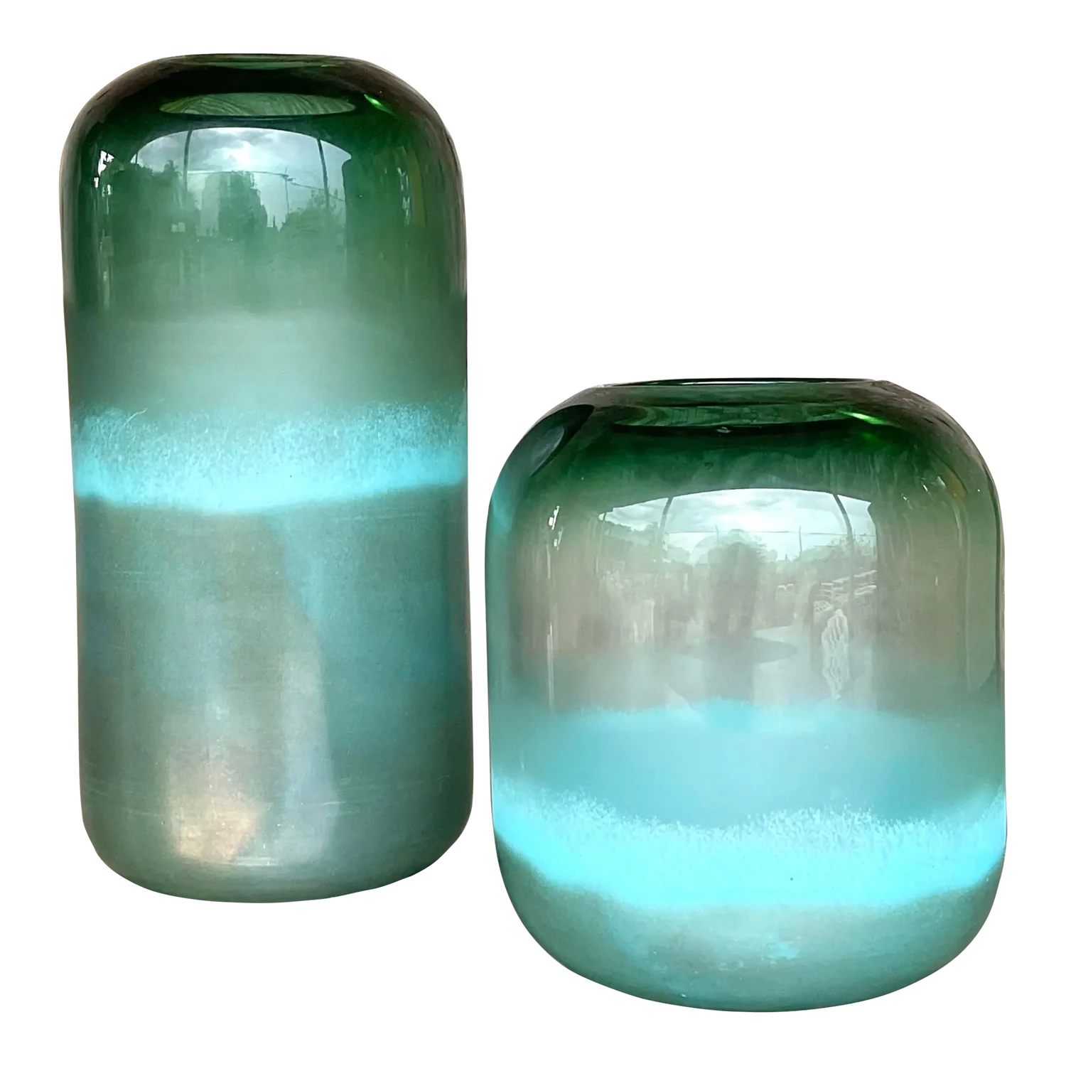 Vintage Contemporary Art Glass Ombre Vases - Set of 2 - Detail view