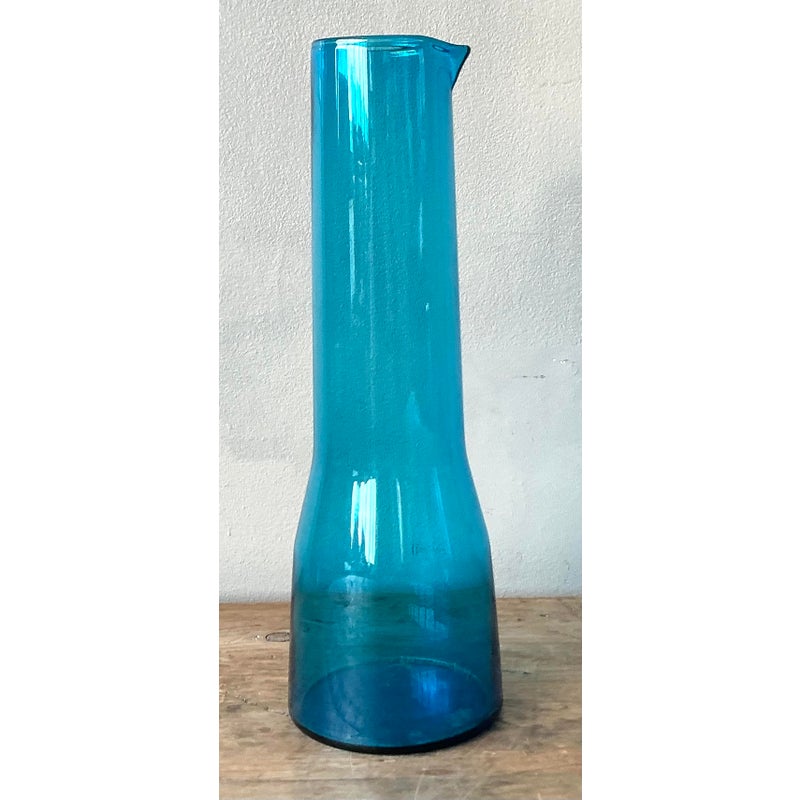 Vintage Contemporary Blue Beaker Pitcher - Detail view