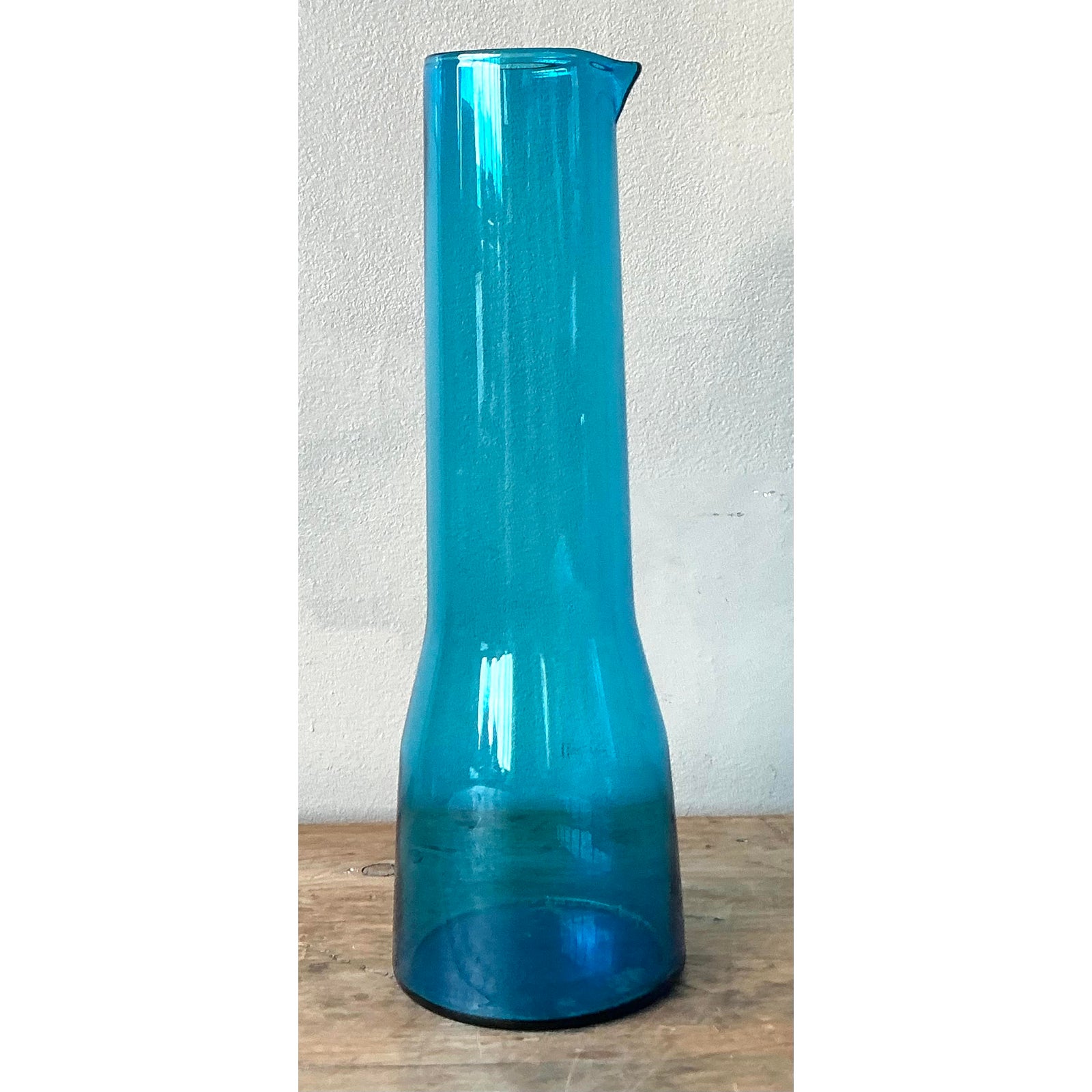 Vintage Contemporary Blue Beaker Pitcher - Back view