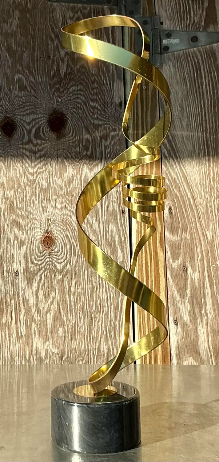 Vintage Contemporary Curtis Jere Brass Sculpture - Side view
