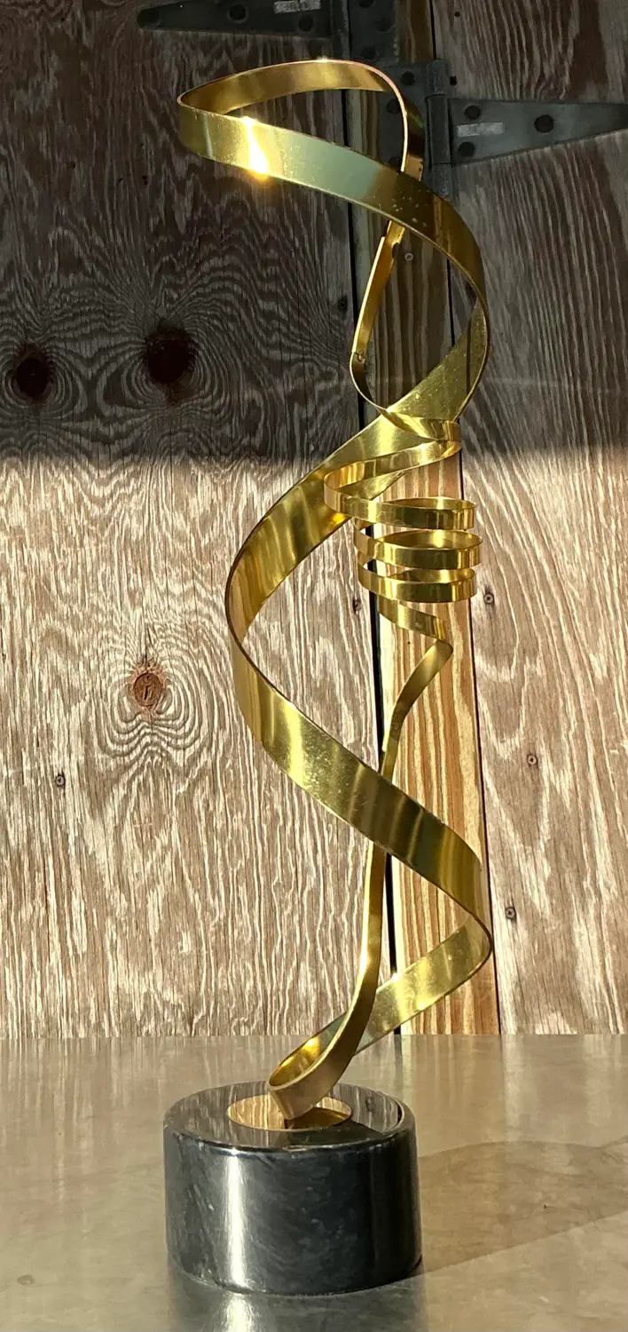 Vintage Contemporary Curtis Jere Brass Sculpture - Back view