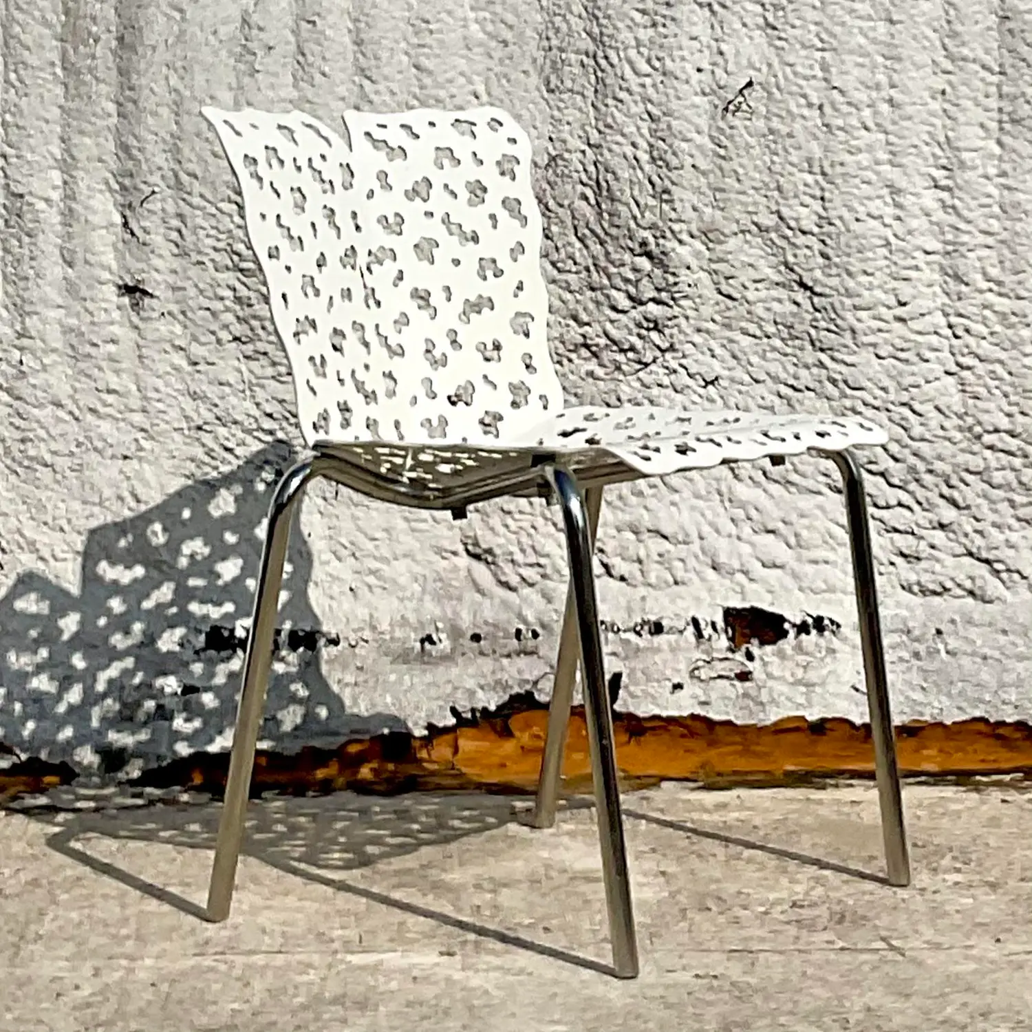 Vintage Contemporary Cutout Topiary Chair After Richard Schultz - Back view