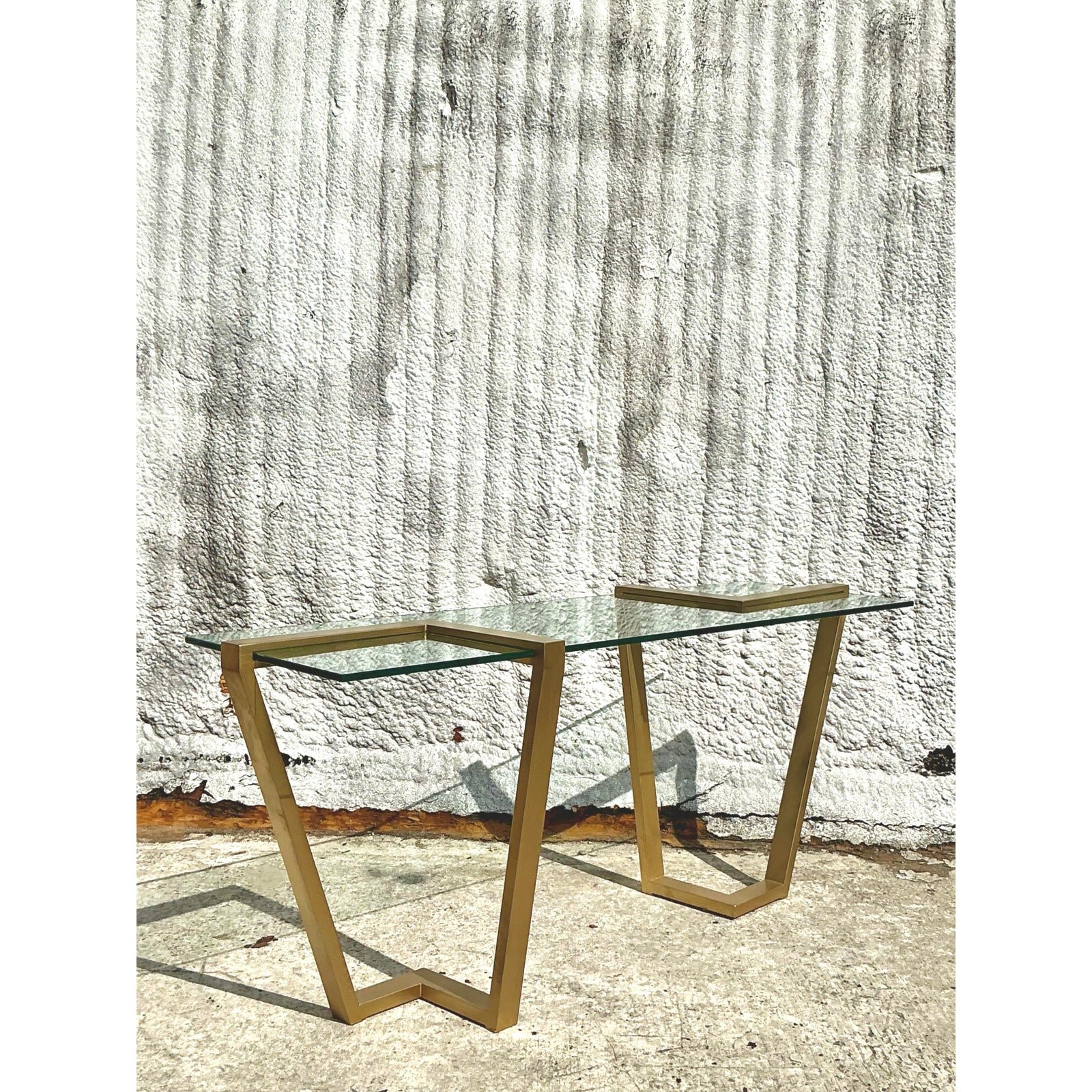 Vintage Contemporary Dia Brass Band Console Table - Detail view