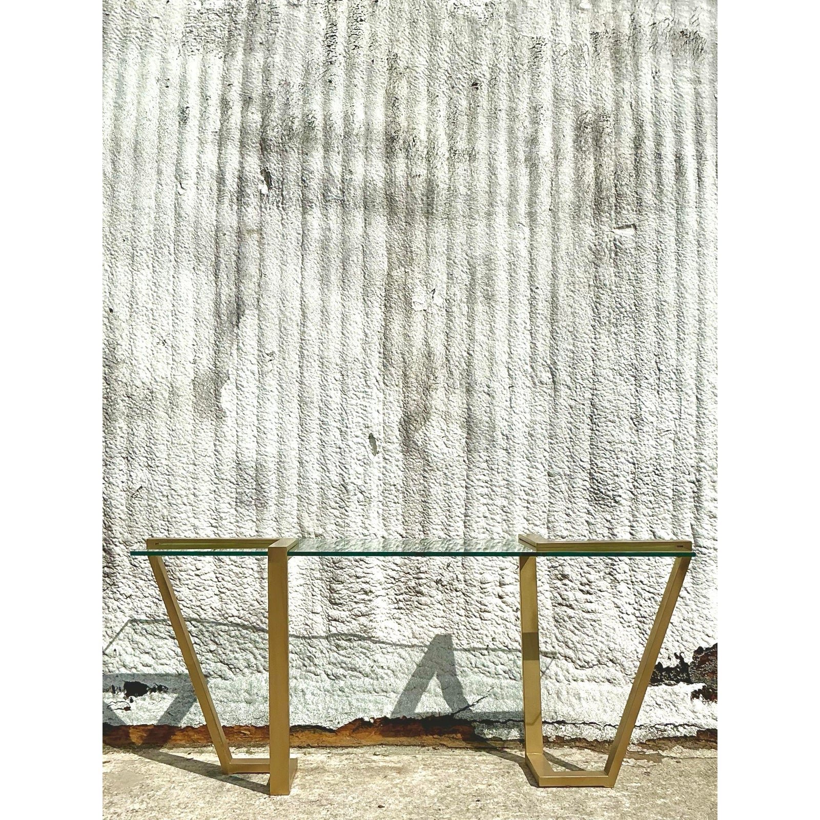 Vintage Contemporary Dia Brass Band Console Table - Back view